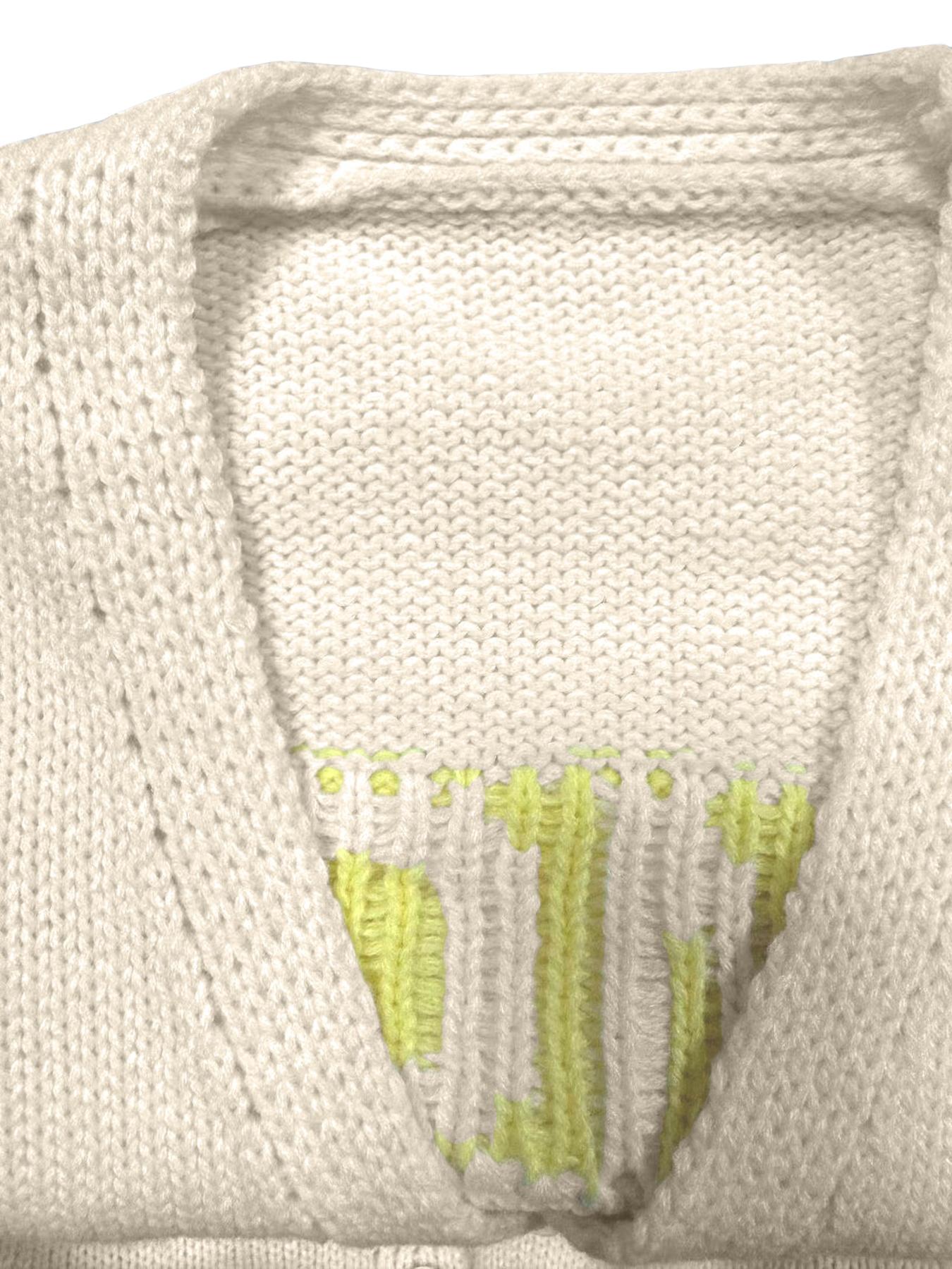 Autumn Winter V Neck Knit Cardigan, Fashionable Lemon Pattern Design, Loose Casual Style, Elegant Women's Sweater Top, Knitwear, Fit