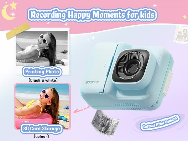 Instant Print Camera for Kids, HD Digital Camera, Christmas Birthday Gifts for Kids, Portable Toy Camera with 32GB SD Card & 3 Rolls Printing Paper