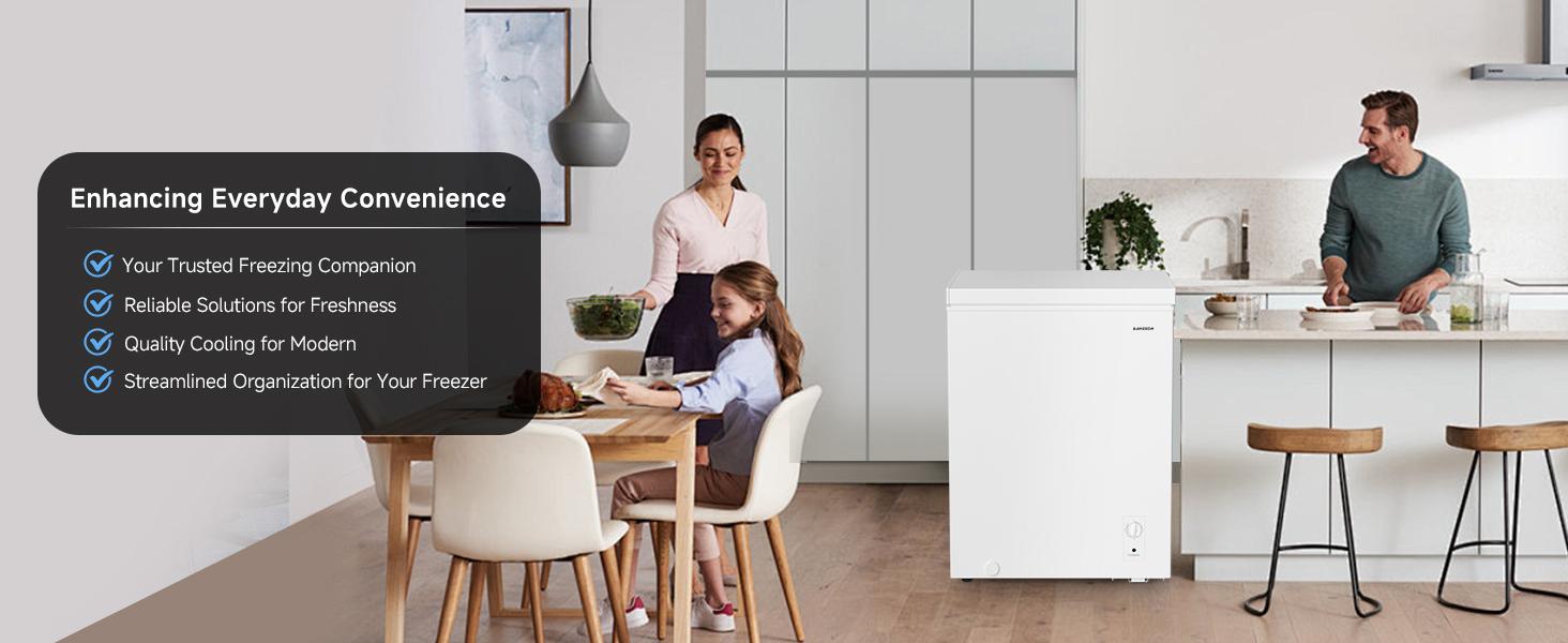 BANGSON 5.0 Cu.Ft Chest Freezer, Deep Freezer with Removable Basket, Adjustable Thermostat Mini Freezer, Gift Idea, Christmas Gift