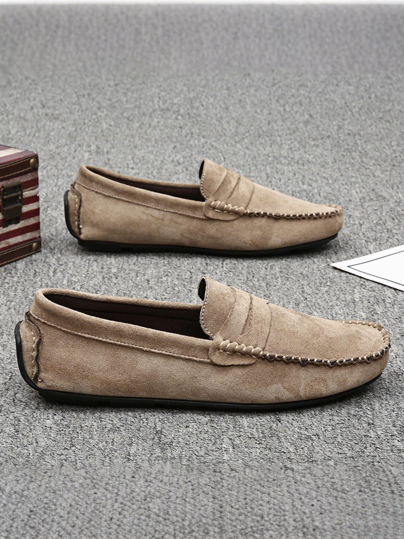 2026 Four-Season Minimalist Fashion Solid-Color Loafers Men's Casual Shoes Comfortable Elegant Suede Flat-Heel Slip-On Loafers, Moccasins, Casual Business Shoes, Suitable for Formal Occasions and Casual Wear