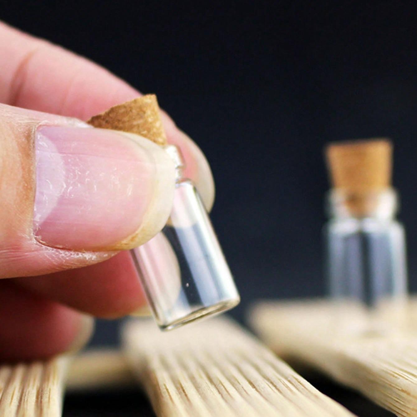 10 Mini Glass Bottles with Lids for DIY Decoration, Small Wish Jars for Messages, Perfect for Crafts and Gifts