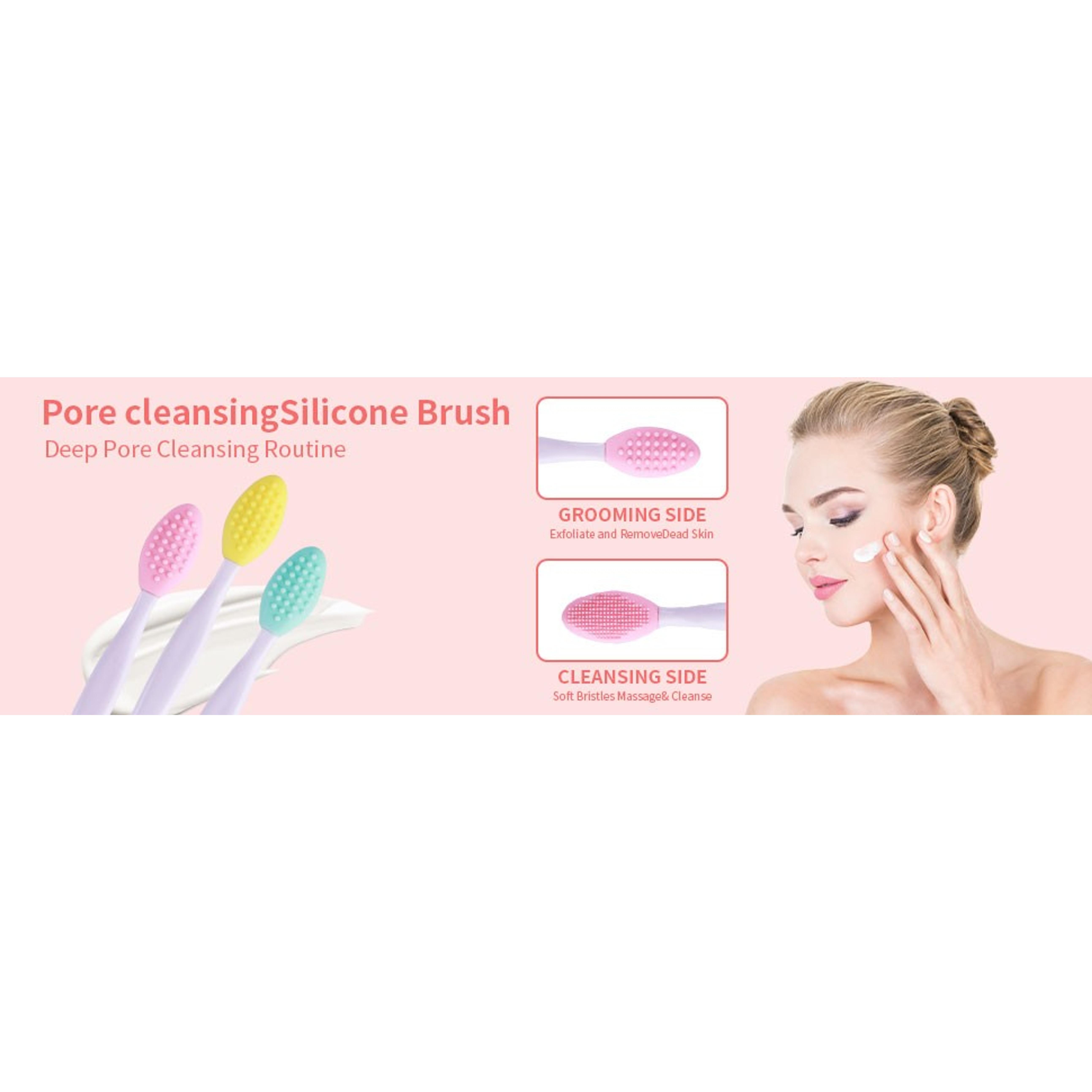 5 Pcs Mini Exfoliating Brush Set - 2 Pcs Silicone Facial Cleansing Brush and 3 Pcs Lip Scrub Brush