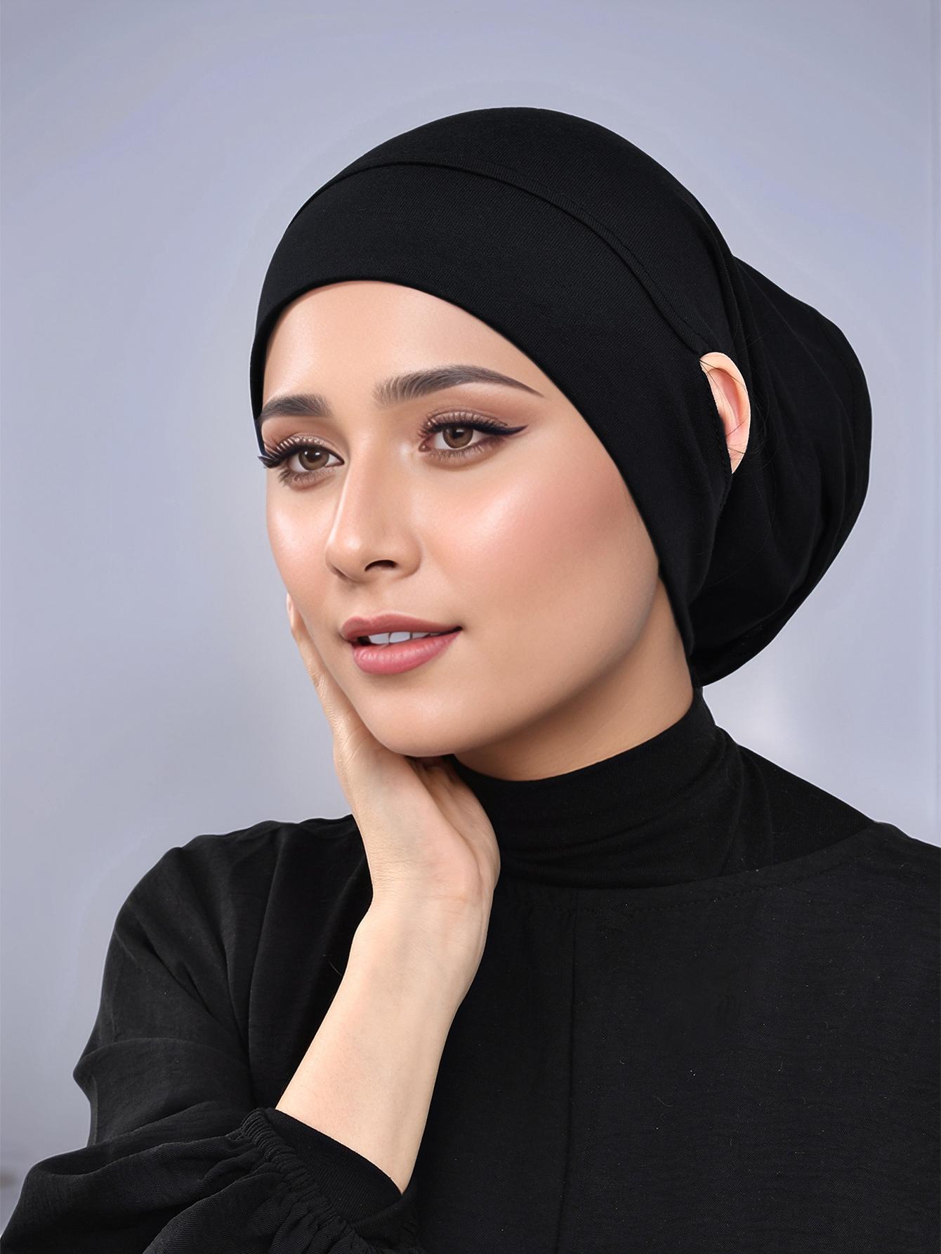 Jersey Cotton Muslim Women Under Hijab Cap With Ear Hole Inner Hijab Cap Round Forehead Underscarf Bonnet Femme Musulman Ramadan Eid&Daily Wear