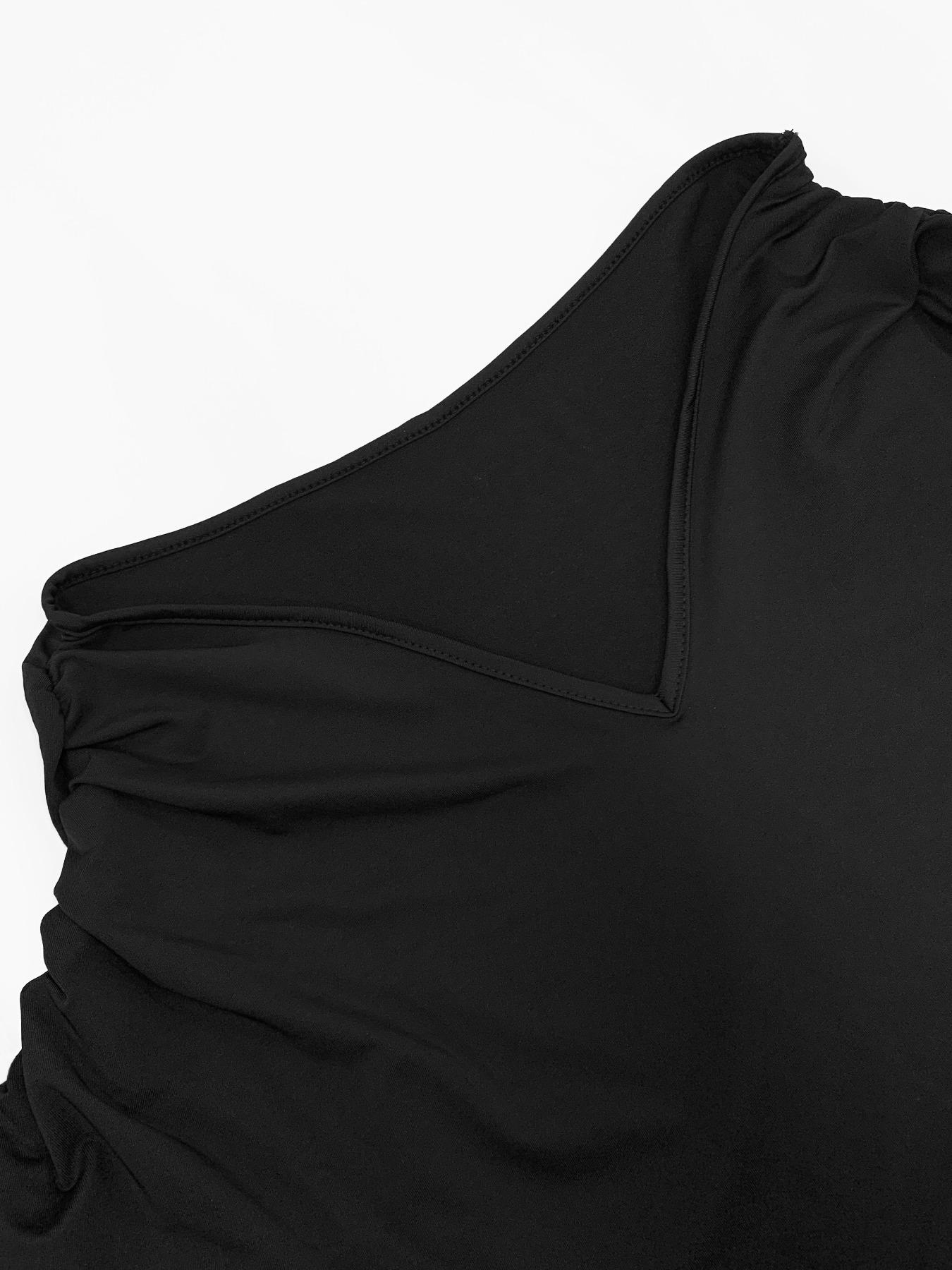 Elegant Women's Chic Asymmetrical Neck Long Dress, One Shoulder Design, Floor-Length Evening Gown, Perfect for Special Occasions, Elegant Party Dress