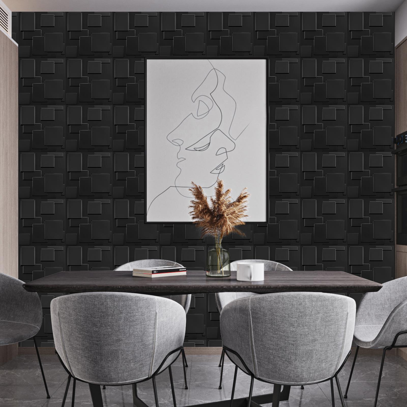 3D Geometric Pattern Wall Panel, PVC Material Wall Decoration, Modern Wall Decor for Living Room Hall Bedroom Hotel Office