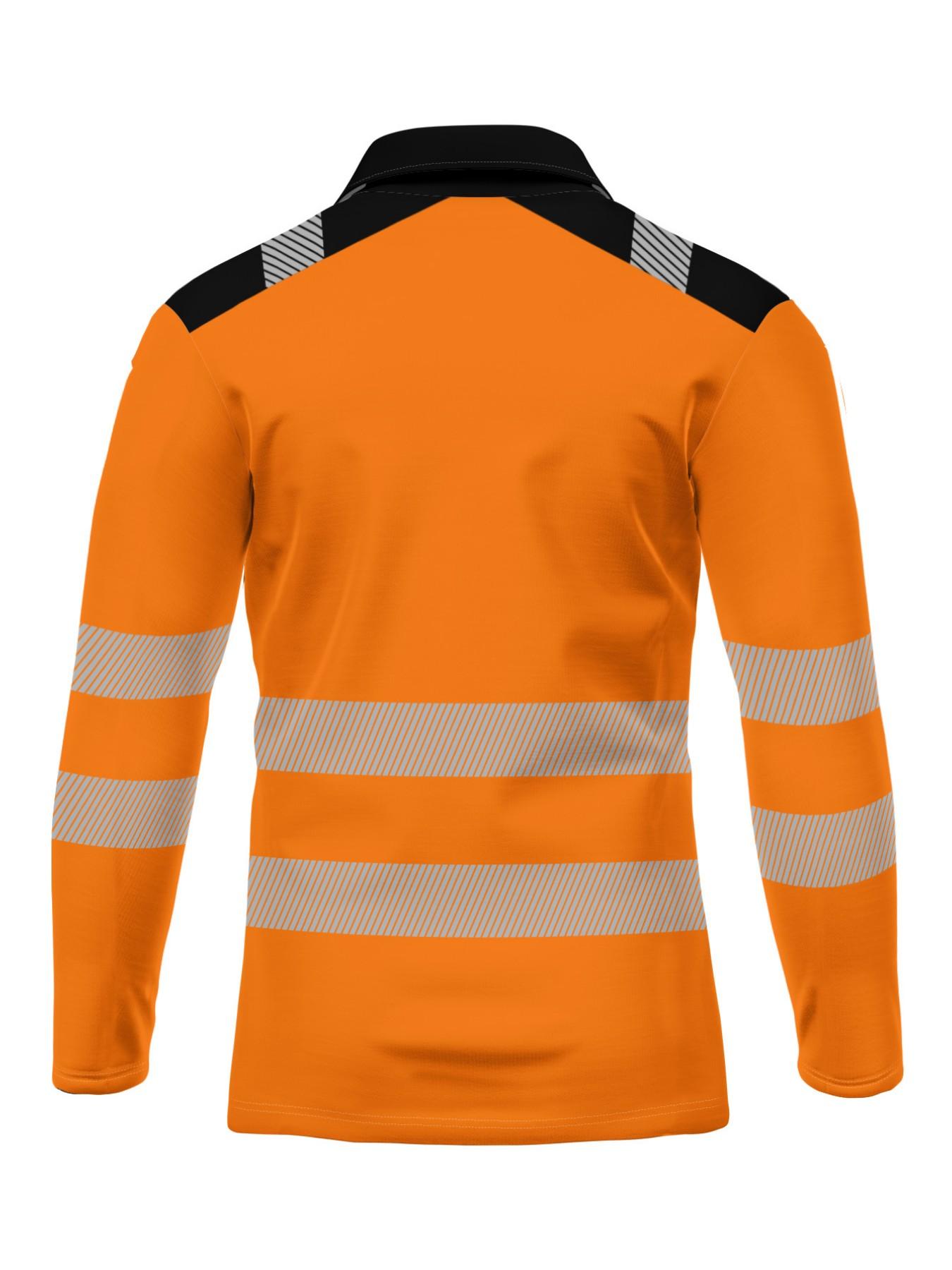 Men's Reflective Stripe Long Sleeve Polo Shirt, Construction Safety Workwear, Colorblock Lapel, 3D Print Top, Fall & Winter Casual Style