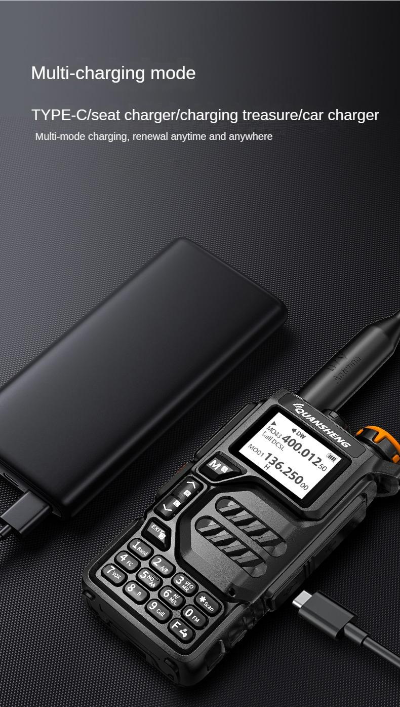 Quansheng Uvk5 Am/fm/dtmf Digital Walkie Talkie, 200 Channel Type-c Charging Three Frequency Receiving Walkie Talkie Noaa Weather Forecast, with Flash Vox Replication Frequency Lcd Display