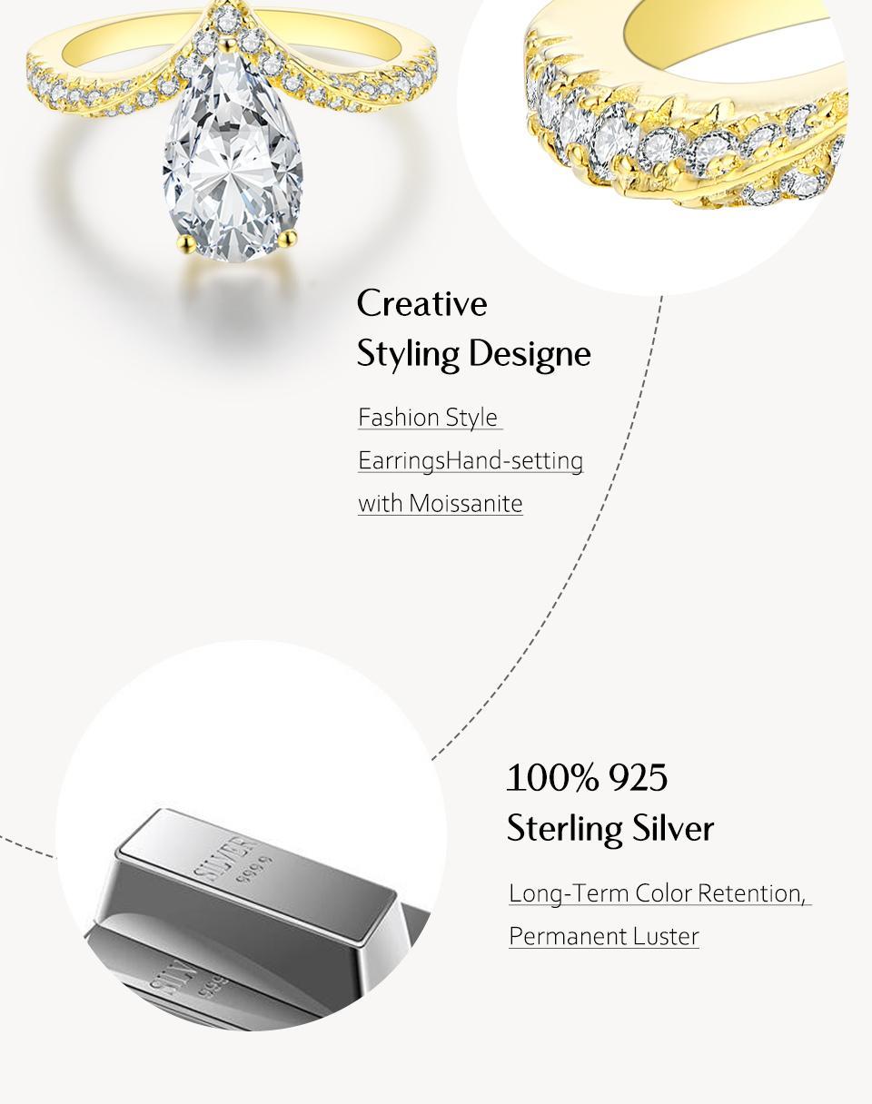 Pear Cut Synthetic Moissanite Ring 3CT D Color  VVS1  for Women Anniversary Gift Fine Jewelry R056