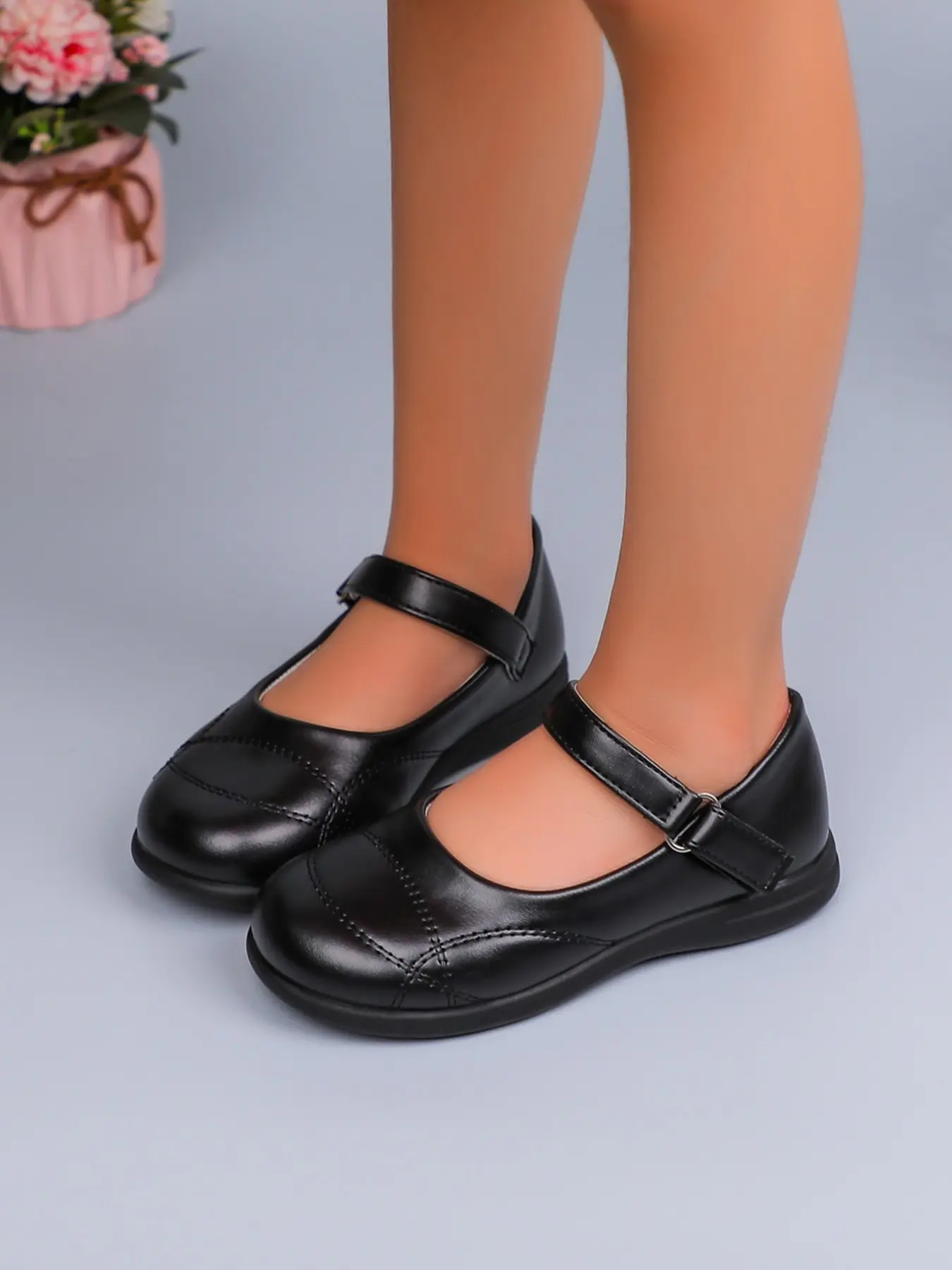 New Campus Indoor Shoes, Round Toe Magic Tape Flat Shoes, Simple and Versatile Classic Mary Jane Single Shoes, Perfect for School Use