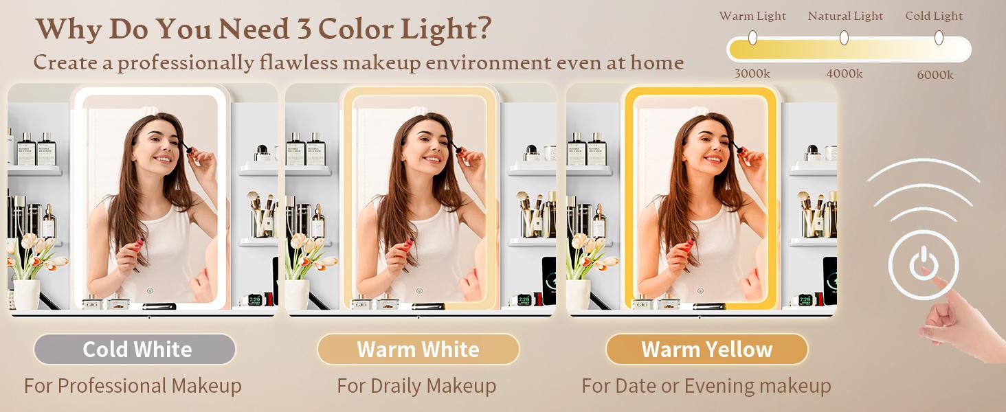 Led Light Makeup Vanity Desk with Lighted Mirror & Power Outlet, Makeup Vanity Table Set with Storage Drawers & Chair, 3 Lighting Color Adjustable Led Light Makeup Vanity Desk with Lighted Mirror & Power Outlet, Makeup Vanity Table Set with Storage Drawers & Chair, 3 Lighting Color Adjustable