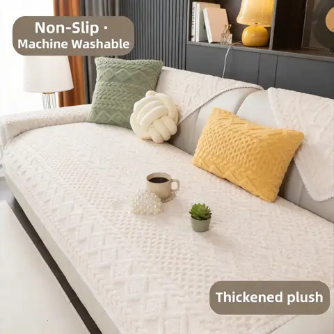 1 Pc Soft fleece Sofa Cover, Pet Friendly Sofa Slipcover, Non Slip Washable Couch Protector Pad, Thickened Decorative Sofa Throw Blanket, Dustproof Couch Pad, Couch Covers, Couch Slipcovers, for Armchair, Loveseat, Sectional & 2/3/4 Seater Couches