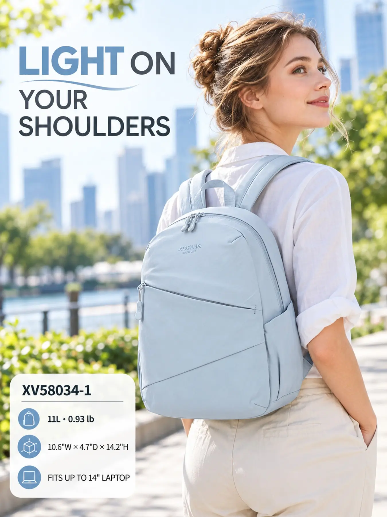 Aoking Unisex Backpack, Large Capacity Lightweight, Laptop Storage, Casual Style, Ideal for Commute, Travel, Daily Use, 27x12x36 Cm