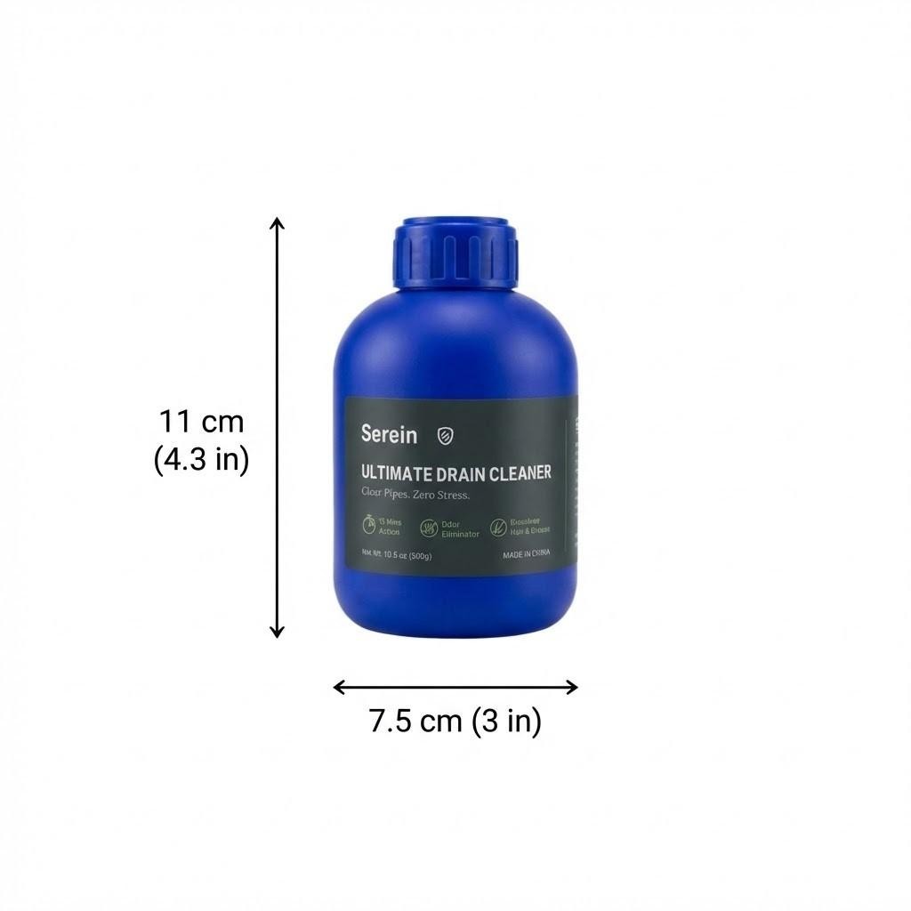 Serein Strong Pipe Unblocker, Quick Dissolving Clog Remover, Effective Drain Cleaner, Fast Acting Plumbing Solution, Home Maintenance Essential
