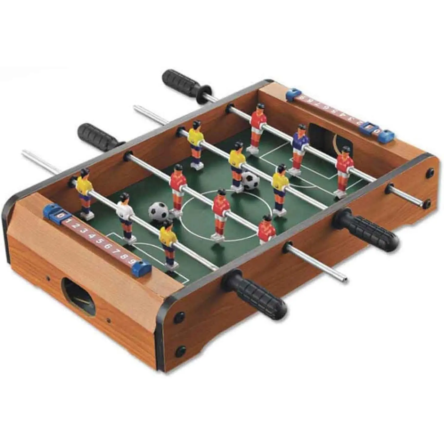 14 Inch Mini Wooden Foosball Table, Indoor Tabletop Soccer Game Set Perfect for Game Rooms, Parties, Family Night Entertainment