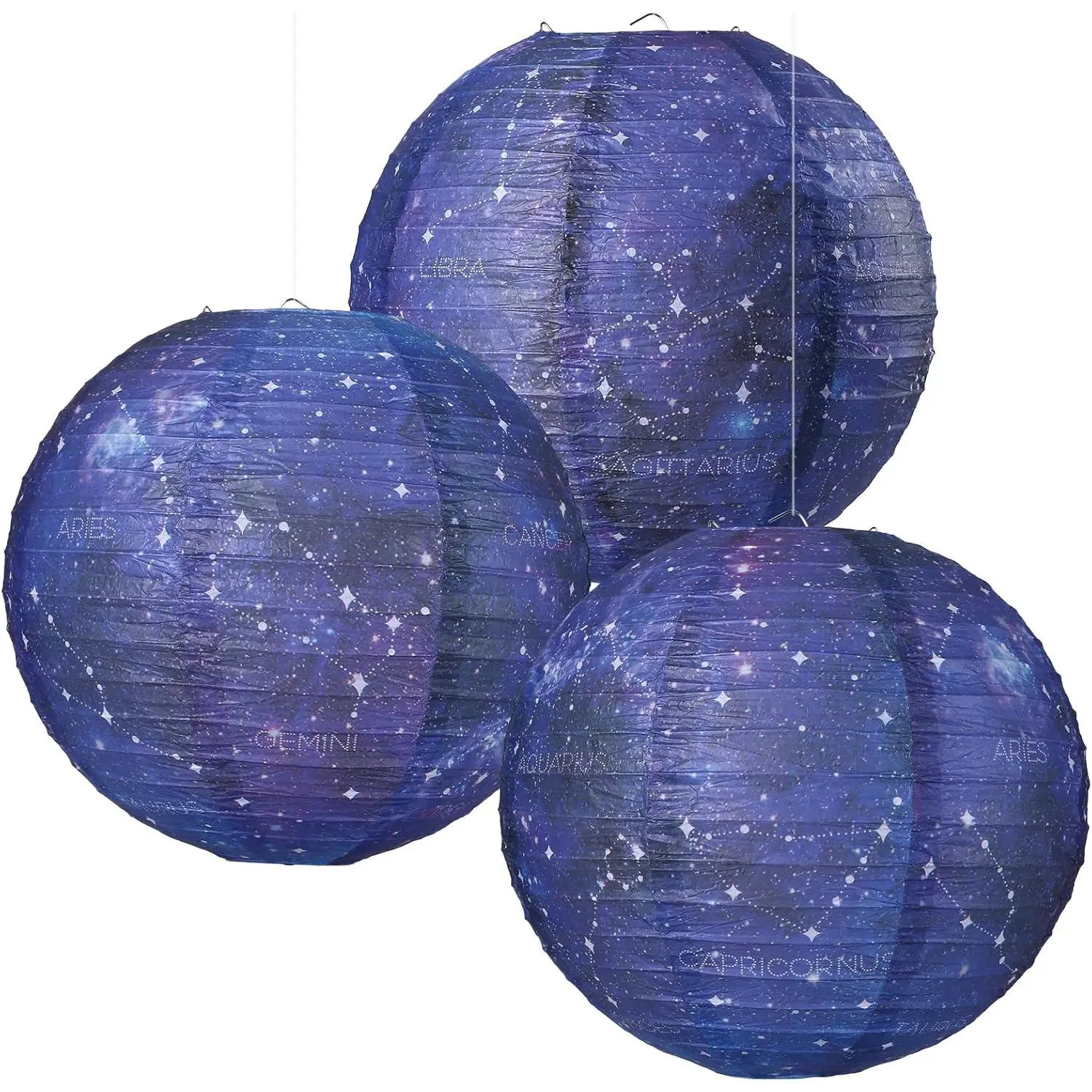 3 count Galaxy Paper Lanterns with Constellation - 12 inch