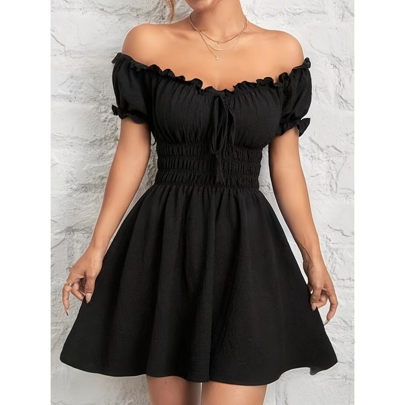 New Women'S Summer Casual Elegant Waist-Tie Dress