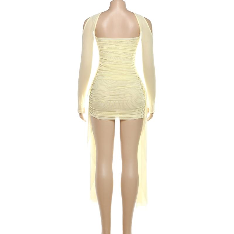 DOUCIU Summer Bachelorette Party Sexy Hot Personality Cool Mature Women'S Thin Mesh See-Through Mini Hip Wrap Dress