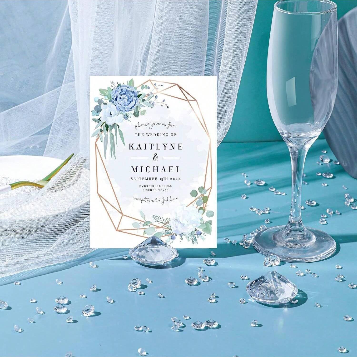 5pcs Diamond Name Card Holders Crystal Seat Markers Wedding Party Decorations, Round Message Cards DIY Jewelry Display Stand