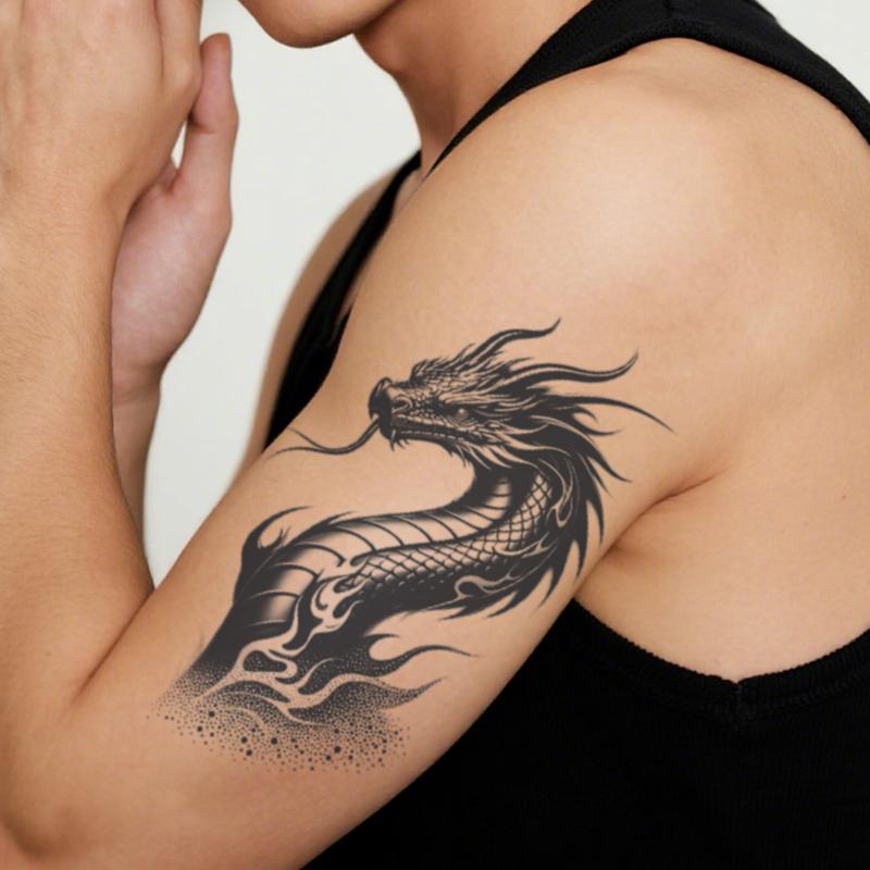 Chinese Style Arm Dragon Temporary Tattoo Sticker, Waterproof Long-Lasting 7-15 Days, Semi-Permanent Herbal Tattoo, Unisex Fake Tattoo for Arms, Legs, Back Chinese Style Arm Dragon Temporary Tattoo Sticker, Waterproof Long-Lasting 7-15 Days, Semi-Permanent Herbal Tattoo, Unisex Fake Tattoo for Arms, Legs, Back
