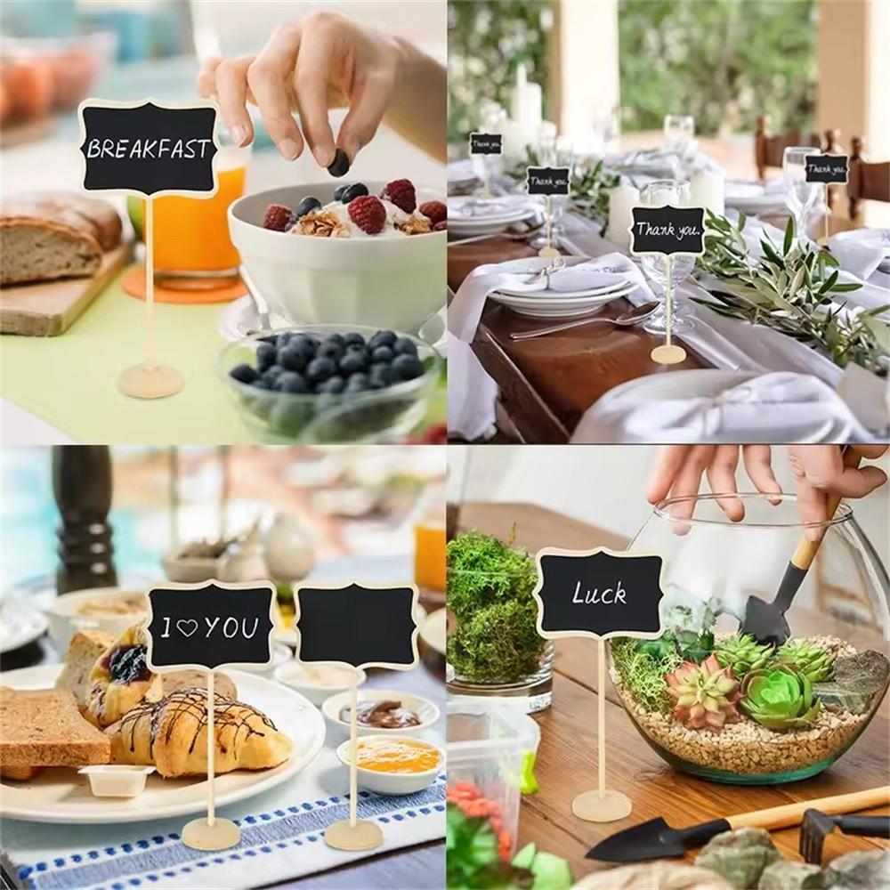 Mini Blackboard Signs Set, 10 Small Wooden Labels with Stand, Table Display Markers, Position Cards, Food Tags, Wedding Decorations