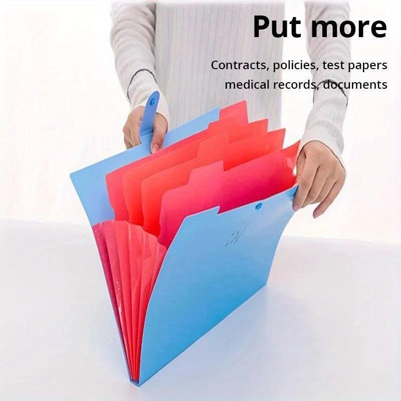 1pc Blue A4 File Folder Multi Layer Storage Bag Student Test Paper Desktop Organizing Tool School Stationery Office Folder