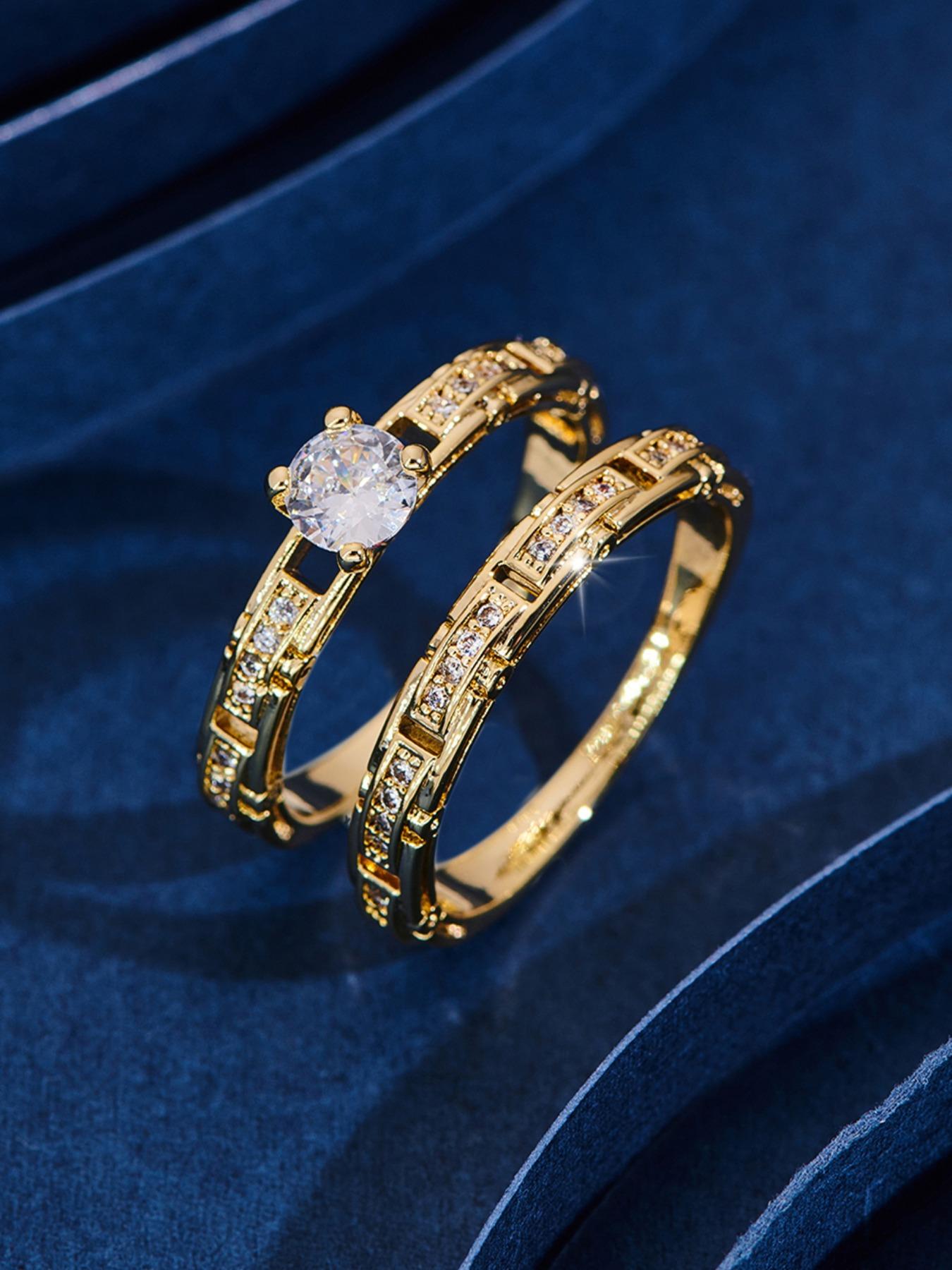 Fashion Hollow Out Design Artificial Zircon Inlaid Rings, Cubic Zirconia Rings, Elegant Luxury Ring for Women & Men, Trendy All-match & Exquisite Jewelry for Birthday Gift Engagement Ring