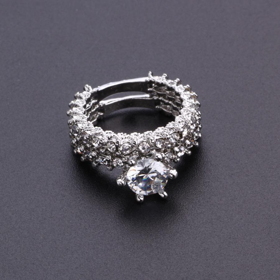 Flash diamond round engagement set ring, exquisite flash diamond closed double ring