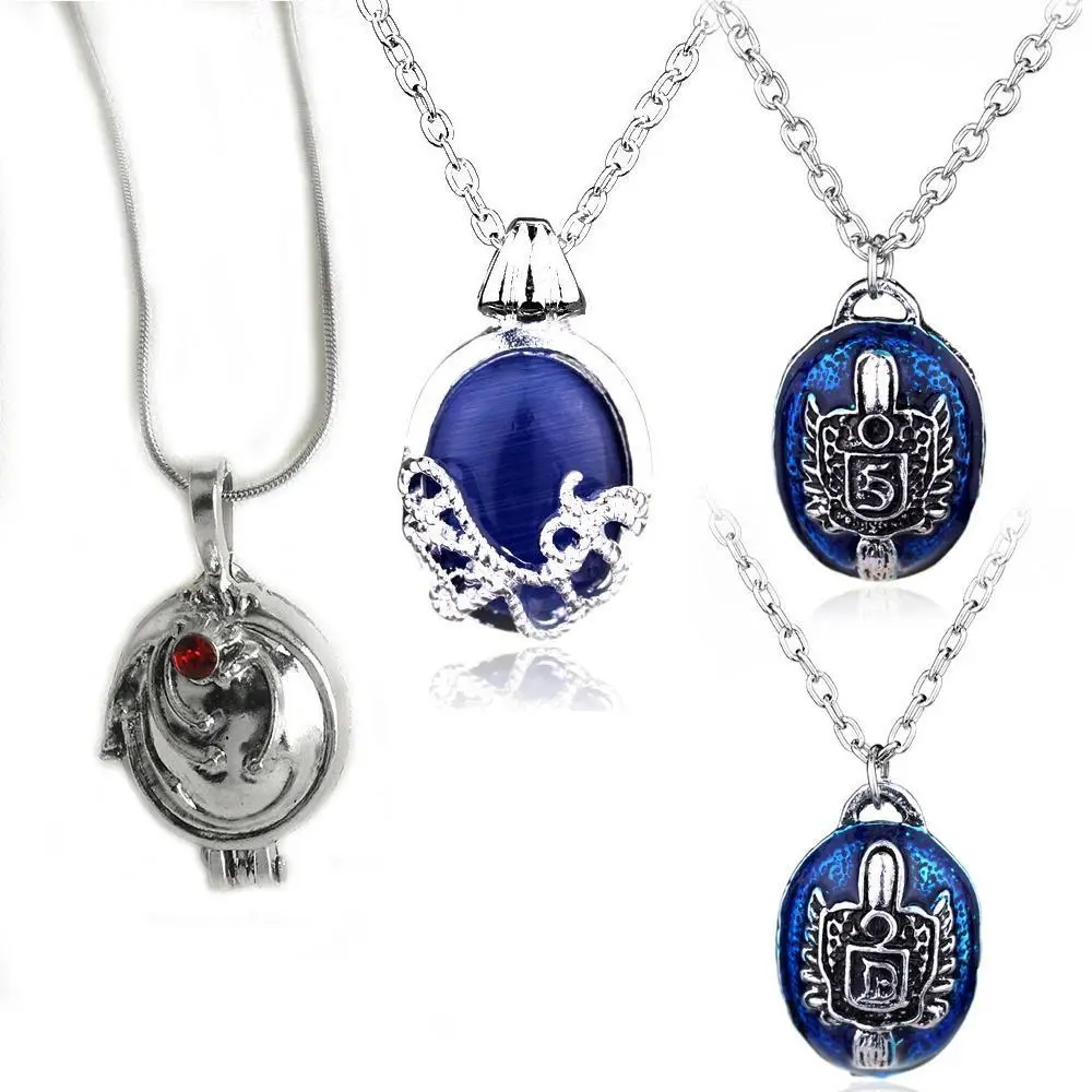 The Vampire Diaries Necklace Elena Gilbert Necklaces for Women Movie Charm Katherine Klaus Forbes Blue Stone Choker