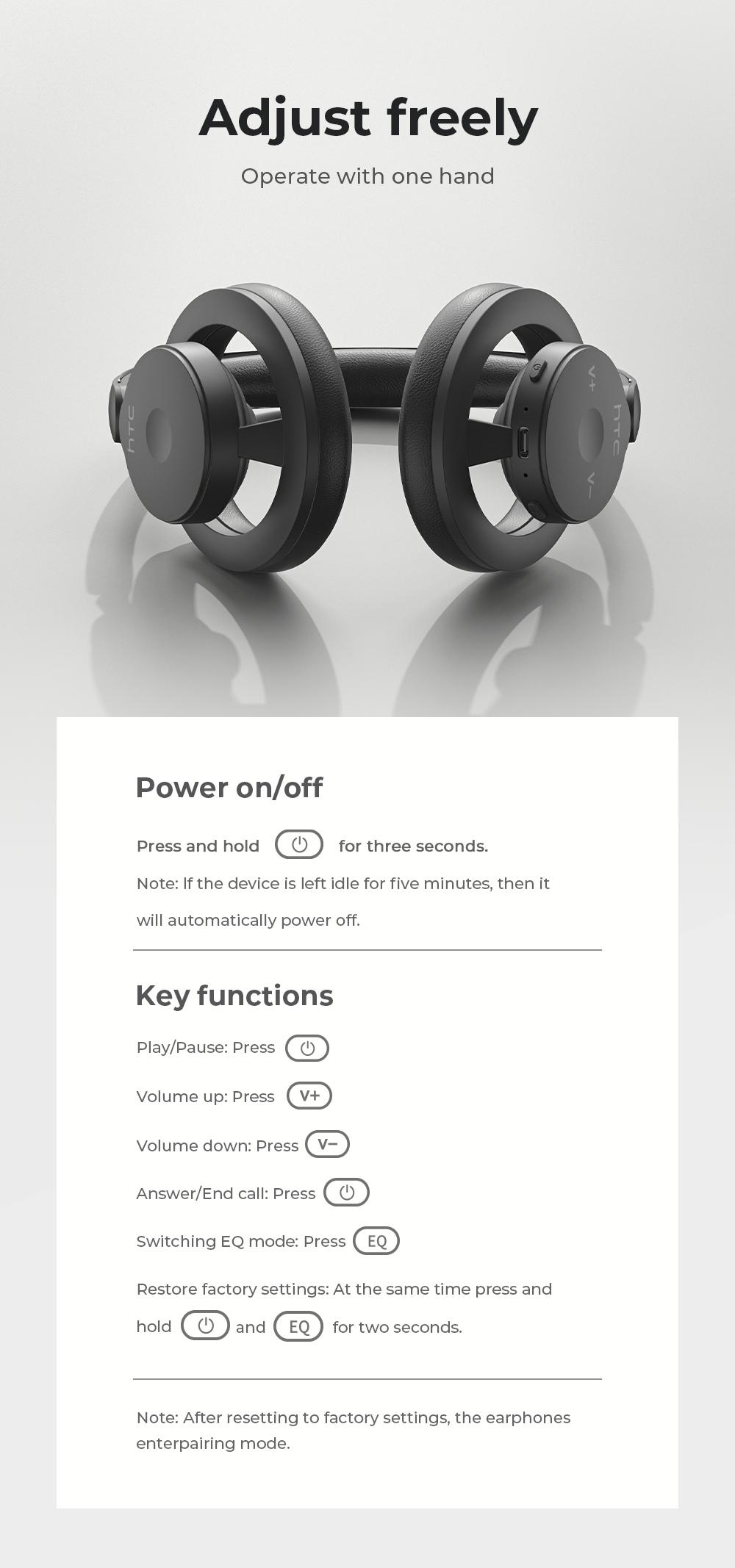 HTC HP06 OWS Open Wireless Headphone Foldable Bluetooth Headphones Over Ear with Built-in Microphone HIFI Stereo Multifunctional Earbuds Wireless Headset for Gaming, Phones, Computers, Electronics Audio Headphone