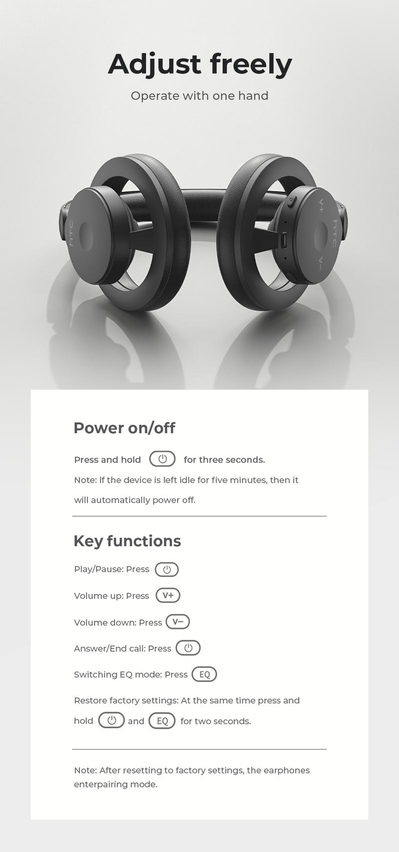 HTC HP06 OWS Open Wireless Headphone Foldable Bluetooth Headphones Over Ear with Built-in Microphone HIFI Stereo Multifunctional Earbuds Wireless Headset for Gaming, Phones, Computers, Electronics Audio Headphone