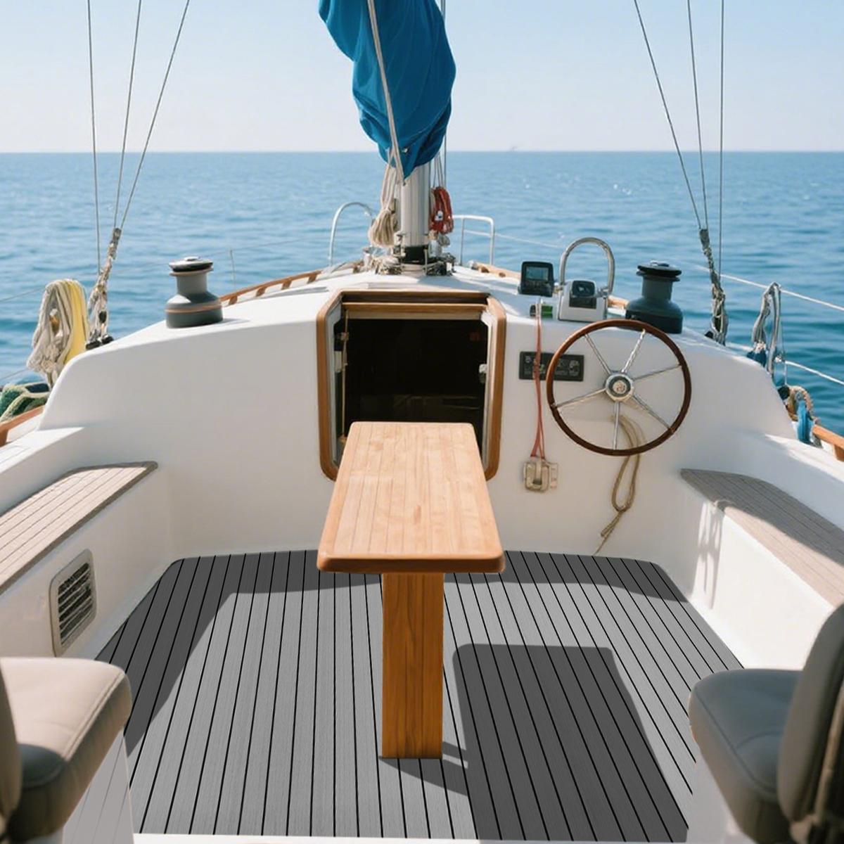 Faux Teak EVA Foam Marine Decking Sheet, 96x36in Self-Adhesive Synthetic Sheet for Boats, Swim Platforms & RV Decks, Helm Pad, Swim Platform