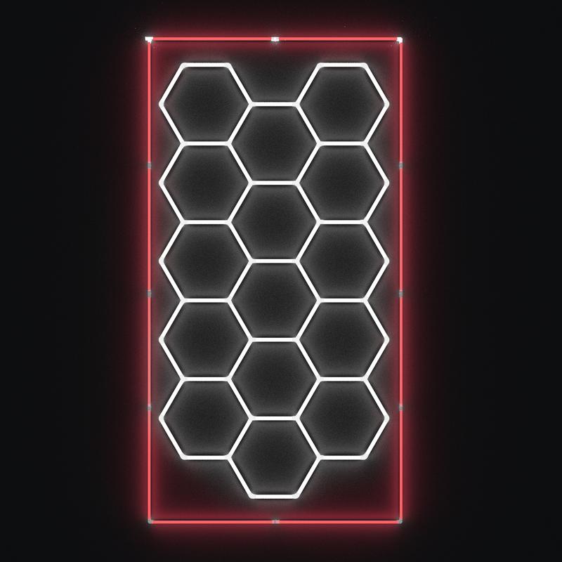 HYPERLITE 624W Hexagon LED Light ，Garage Light – Ultra-Bright Honeycomb Ceiling Lighting, 62,400LM Flicker-Free Daylight, DIY Plug-In Installation for Garage, Workshop, Basement, Car Detailing & Showrooms，Jumpstart newyear