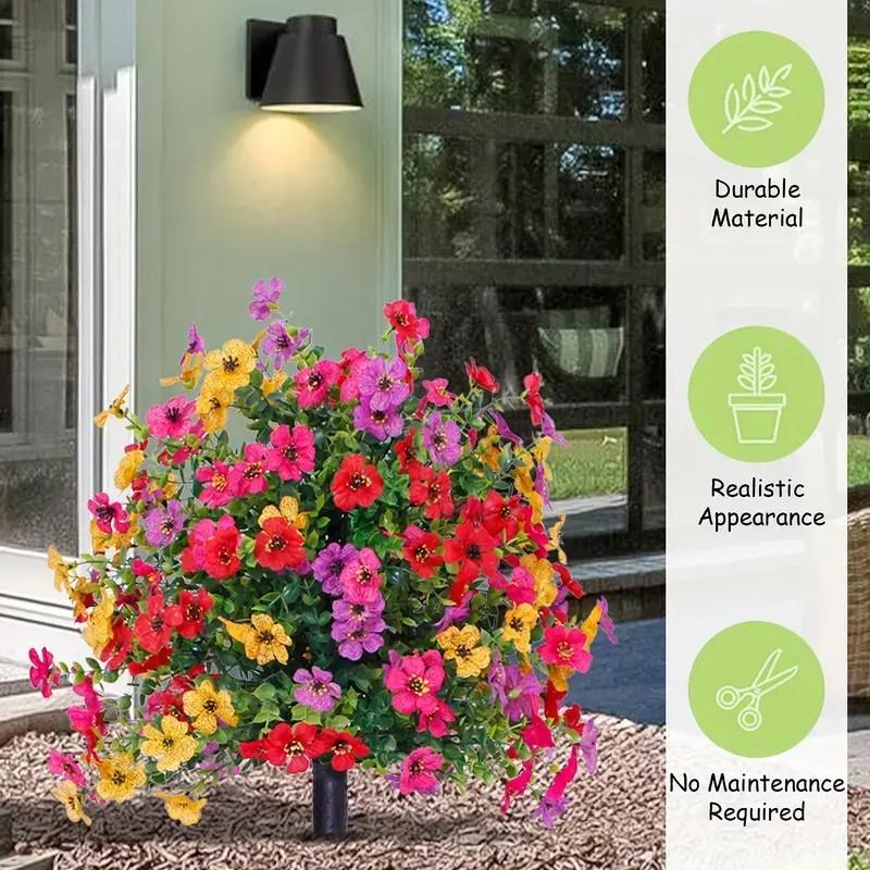 1pcs Artificial Fake Flowers for Outdoor Decor, Faux Daisy Eucalyptus Plants, UV Resistant for Planter Pot, Front Porch Garden Patio Decoration