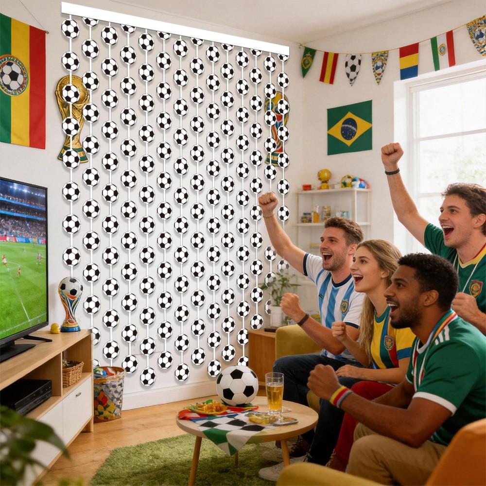 2 Meter Football Rain Curtain, World Cup Theme Party Decoration, DIY Background String Curtain Door Curtain, Usa Mexico Soccer Decor