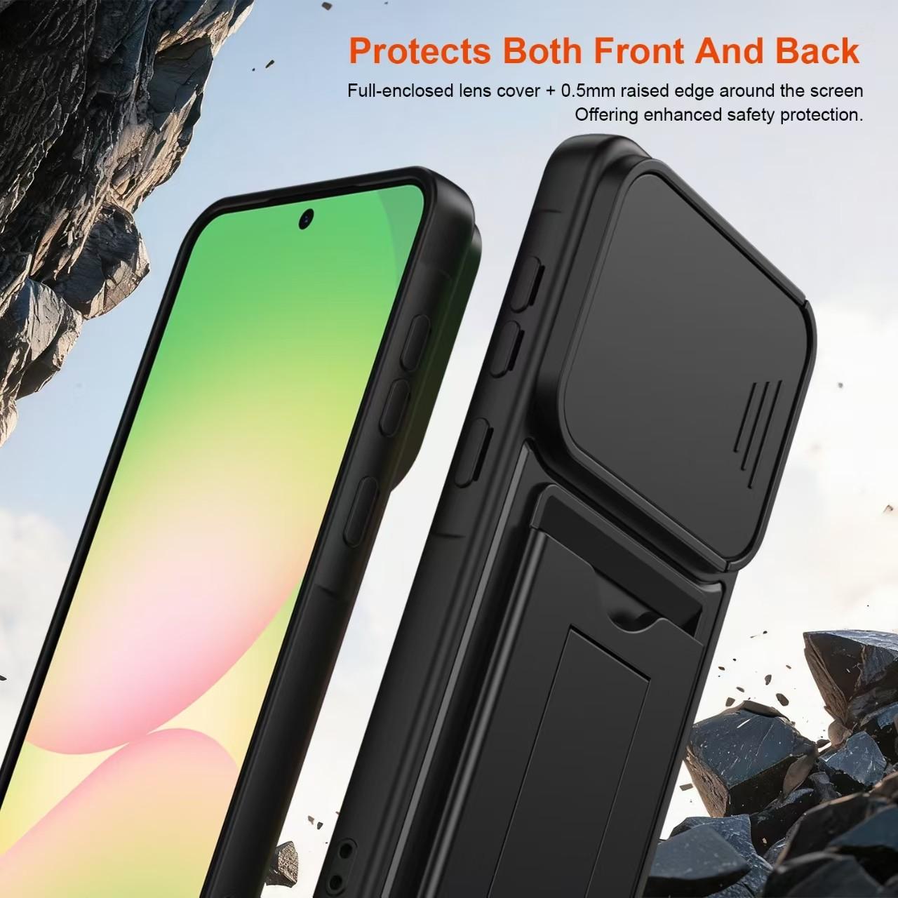 FOR Samsung Galaxy S26 Ultra ,S26PLUS,S26,A57/A56/A37/A36/A27/A26/A17 Case, Push-Pull Lens Cover, Card Slot, Hidden Stand, Dust-Proof, Scratch-Resistant, Dual-Sided Support