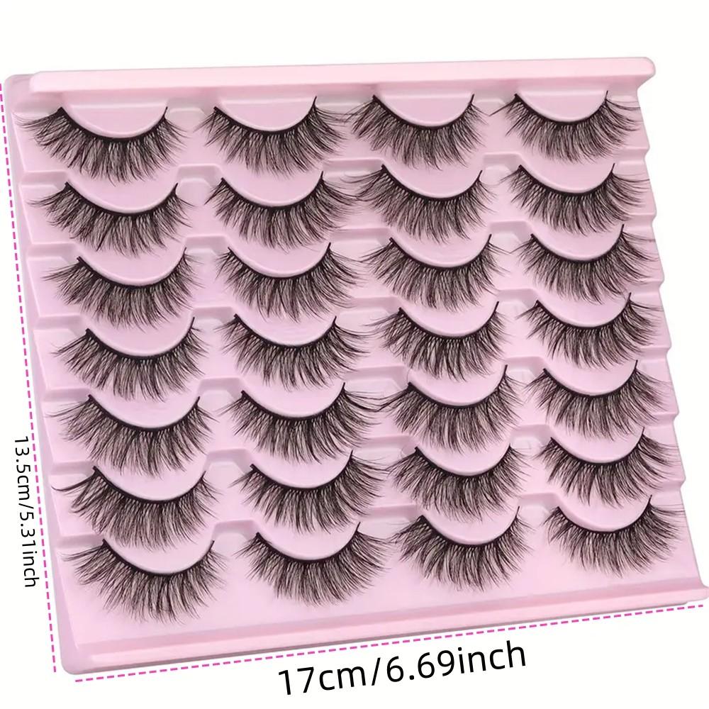 14 Pairs 3D False Eyelashes Natural Fluffy Cat Eye Style Low Sensitivity 15mm Length DIY Suitable Stage Daily Wear