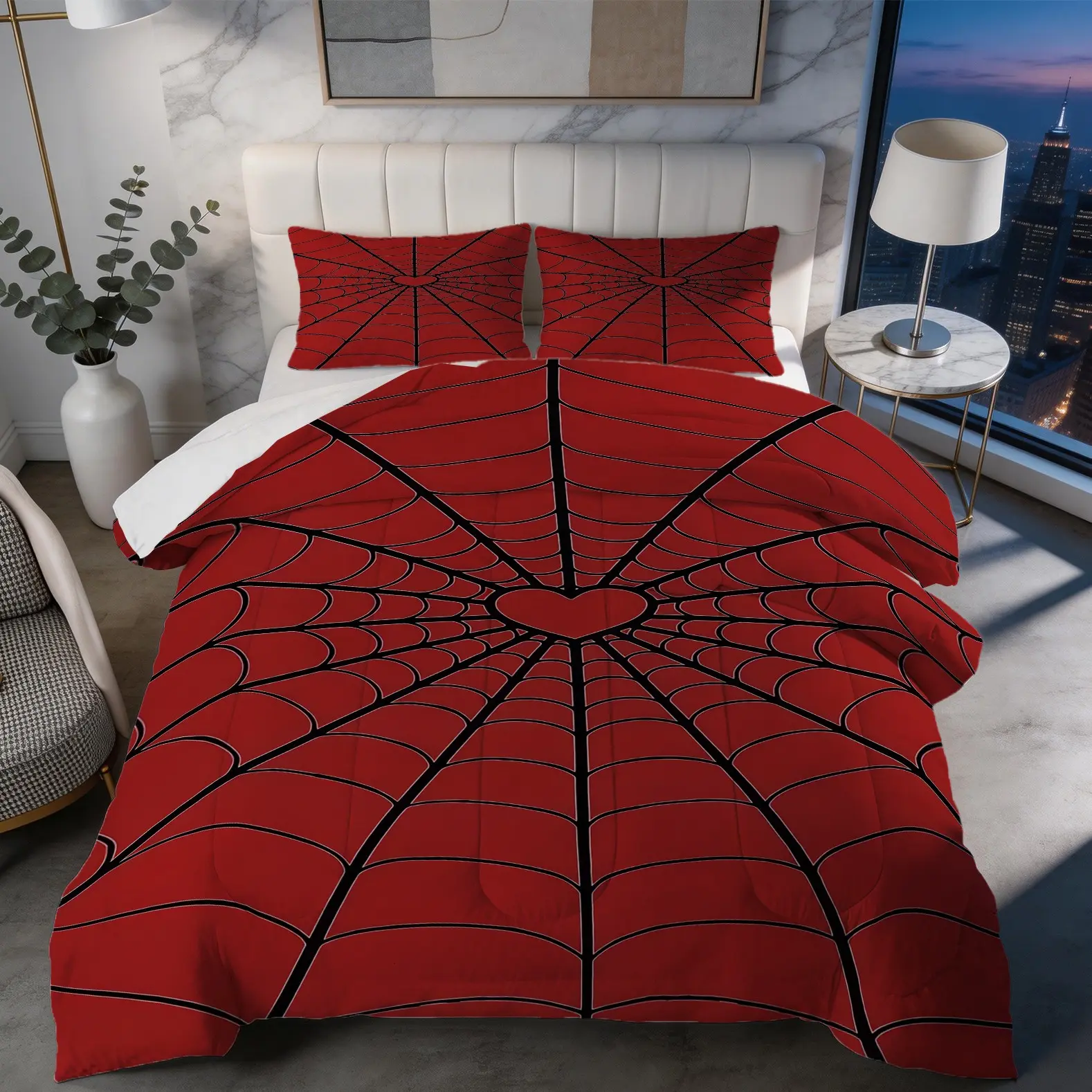 Spider Web Pattern Comforter Set, Including 1 Comforter And 1 Or 2 Core-Free Pillowcases, Suitable For Home Or Dormitory Decoration, Very Suitable Holiday Gift