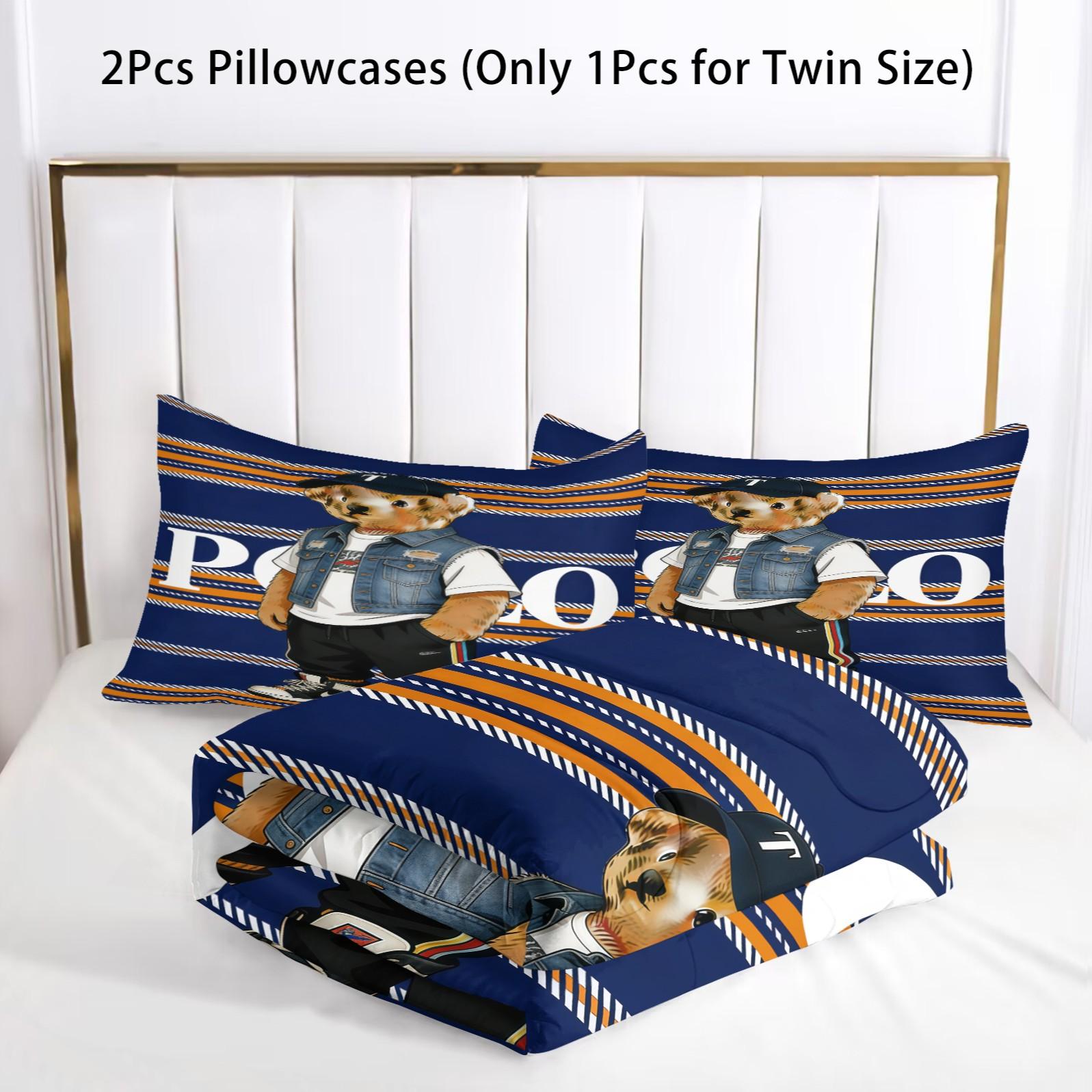 Little Bear Pattern Comforter Set, Soft Bedding Sets And Durable Bedding Set, Includes 1 Comforter And 1 Or 2 Pillowcases, Suitable For Children And Adults' Daily Holiday Birthday Gifts Bedroom Decorations