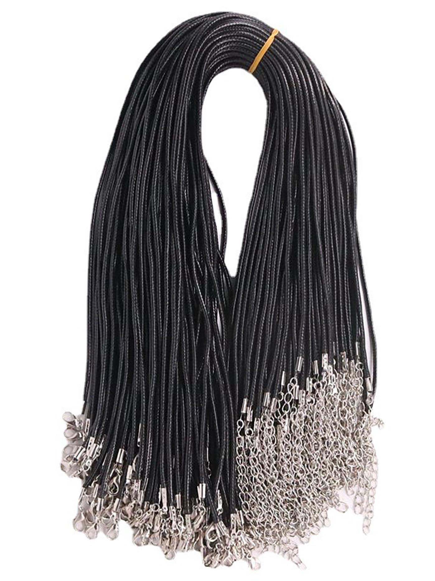 50 Pieces High-Quality Leather Necklace Bracelet Cords, Clip Rings, Suitable for Pendants, 18 Inches, Jewelry Making Material