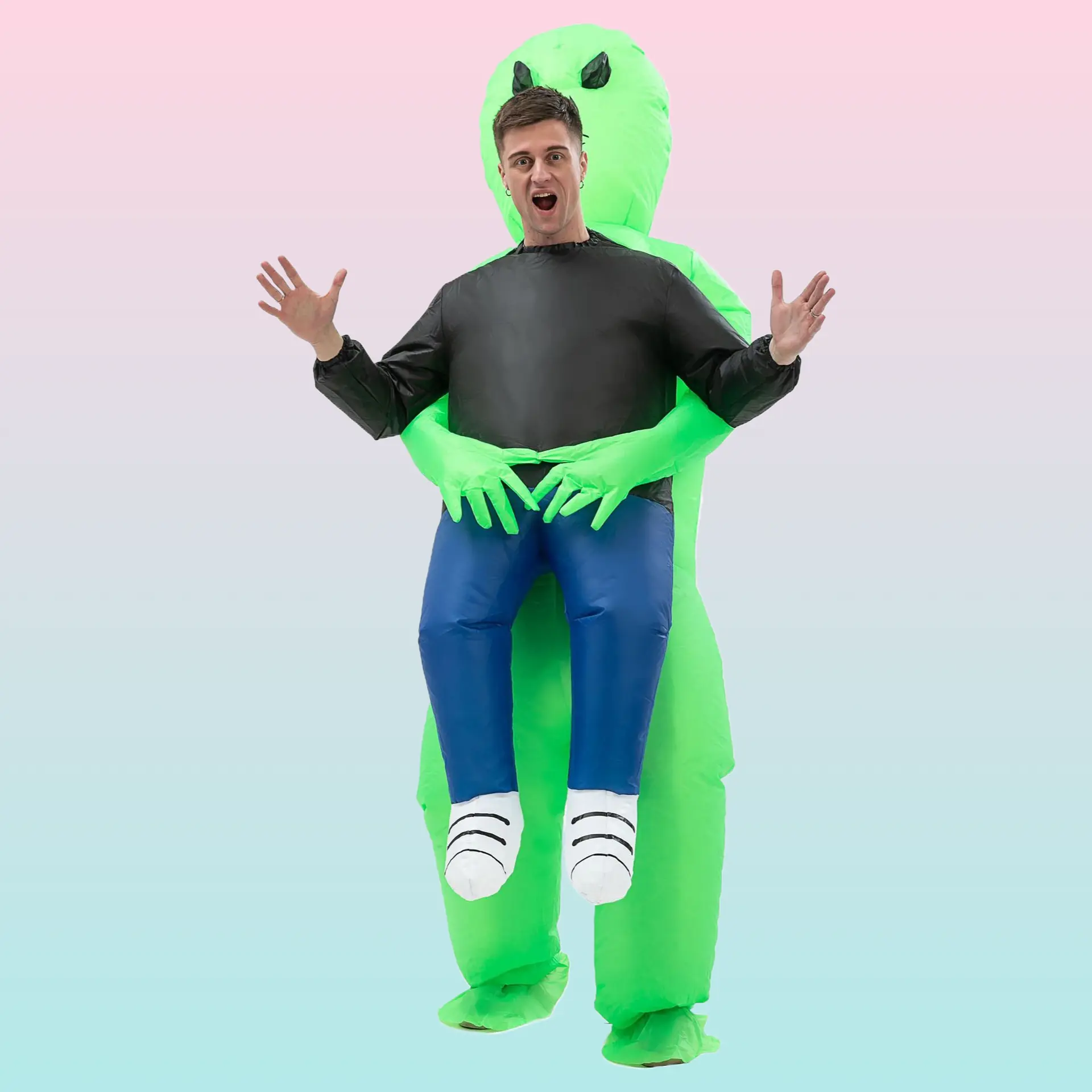 Riding Alien Inflatable Costume Halloween Party Dress Up Funny Gathering Performance Mascot Outfit