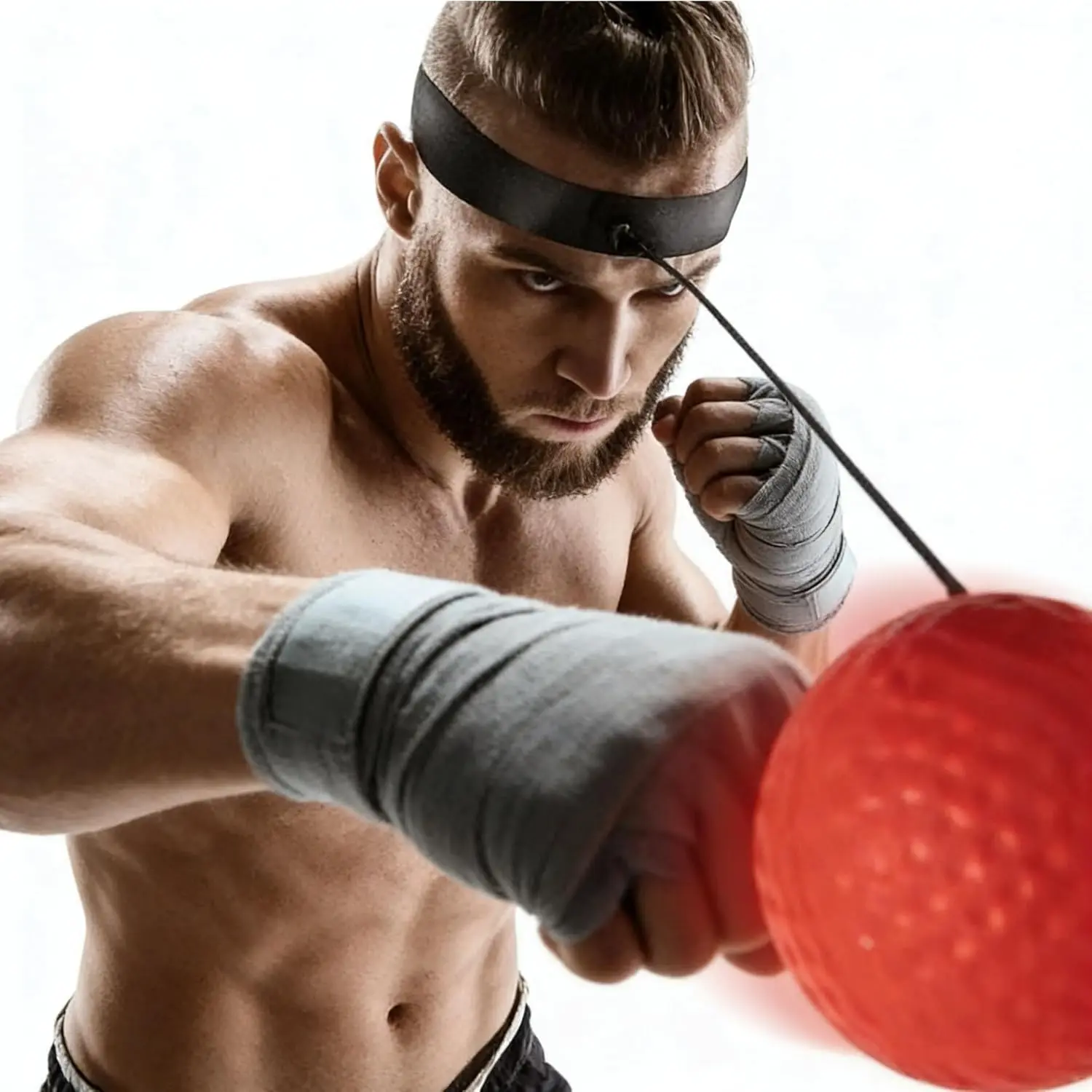 Boxing Reflex Ball Speed Trainer, Punch Workout Gear with 2 Detachable Balls and Adjustable Elastic Headband, Unisex Fit for Martial Arts & Fitness, Speed Training