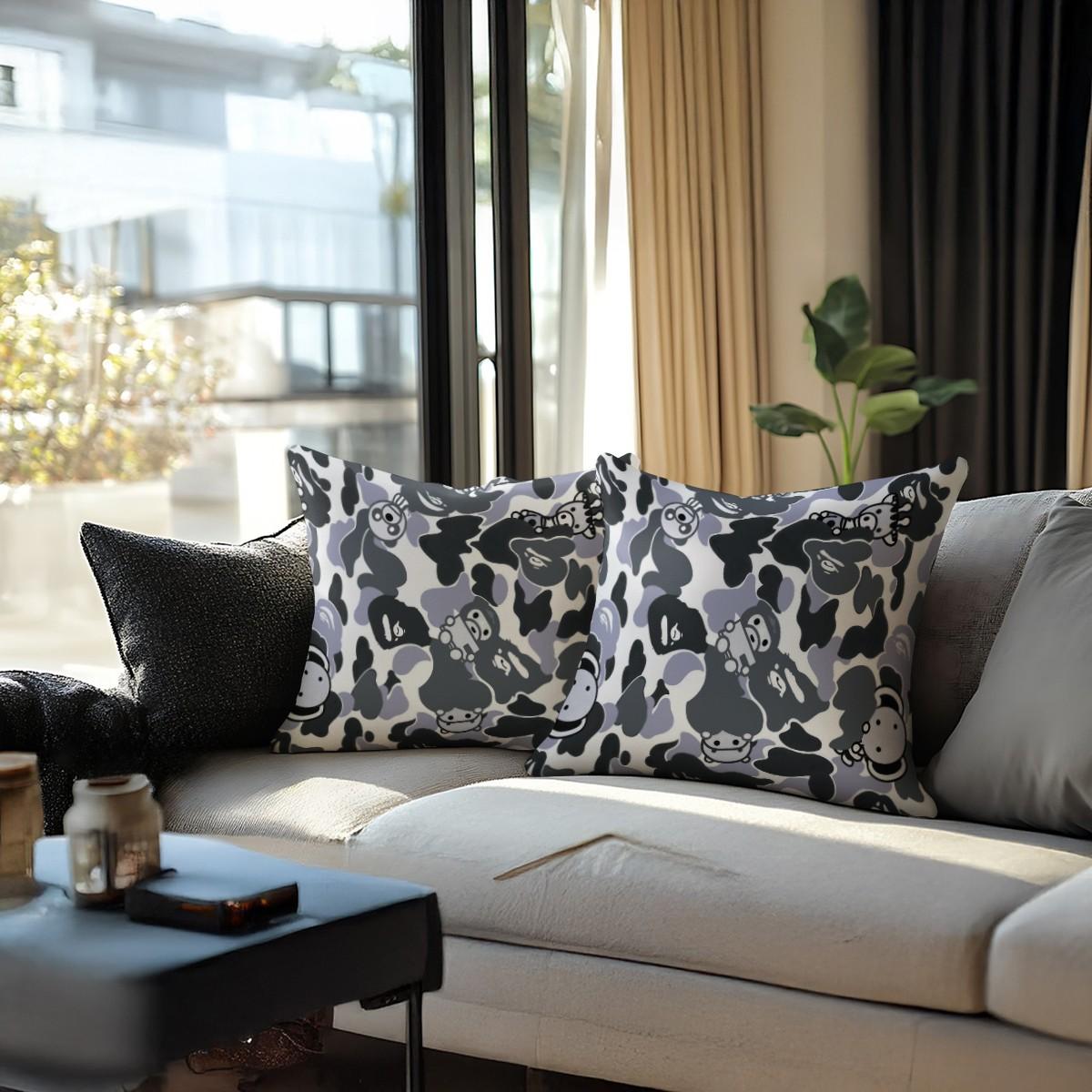 Cartoon Camouflage Anime Style Throw Pillow with Insert, Youthful Personalized Decorative Pillow for Sofa, Bay Window, Gaming Room, Studio, Housewarming Christmas Birthday Gift for Trendy Toy Lovers