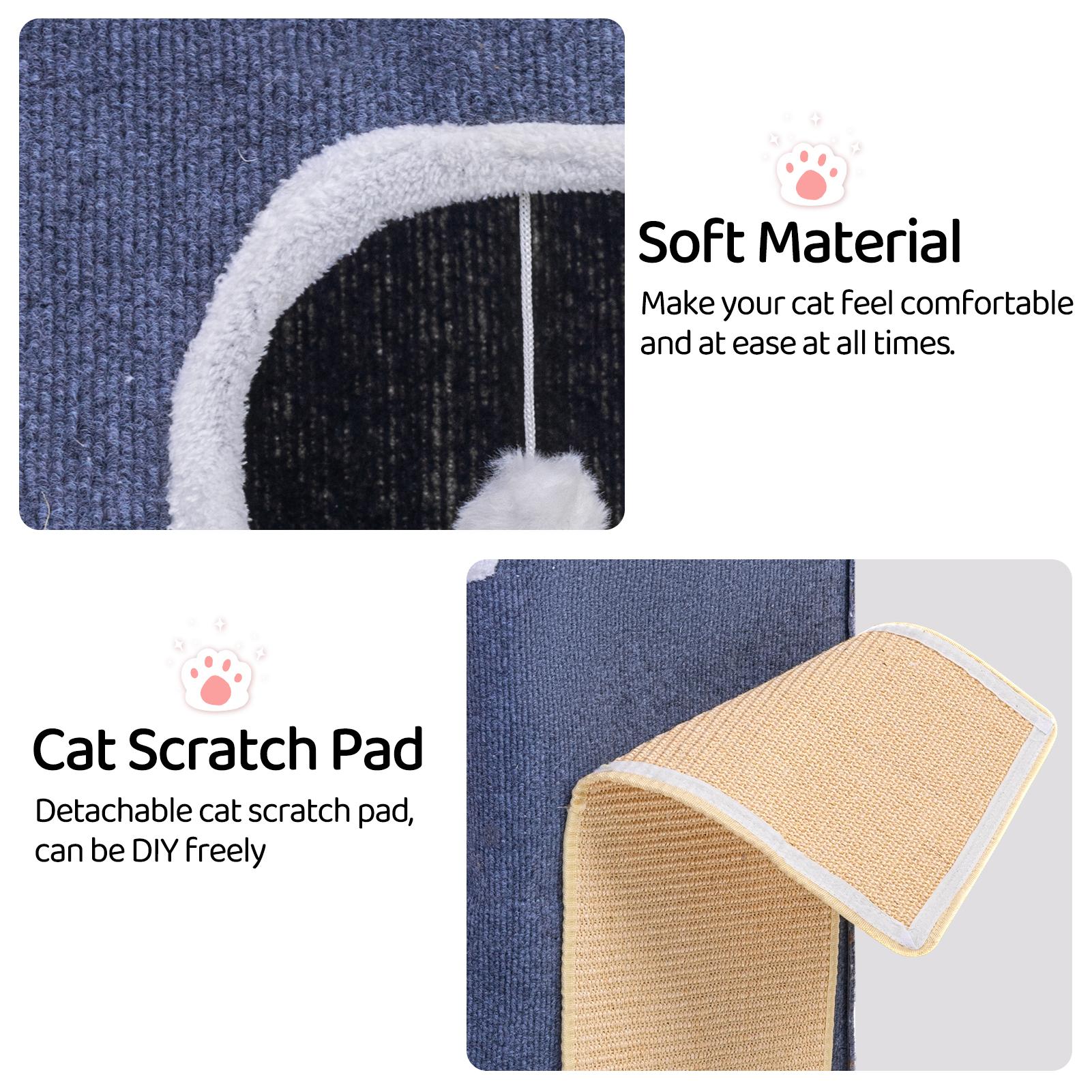 3-Tier Cat House, Cat Beds for Indoor Cats, Modern Cat Condo with Highway Cave, Scratch & Itching Post, Climbing Stand, Cat Cube Playhouse for Multi Kittens, Grey