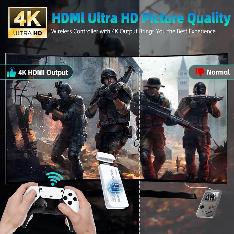 2025 New Video Retro Game Stick Console Controller Plug Play with 20,000+ Games & 26 Emulators, Wireless 26 Controllers, TF Card, HDMI Output, 2Ergonomic Wireless Controllers, Perfect for All Ages, Christmas gift Birthday Gift New Year gift