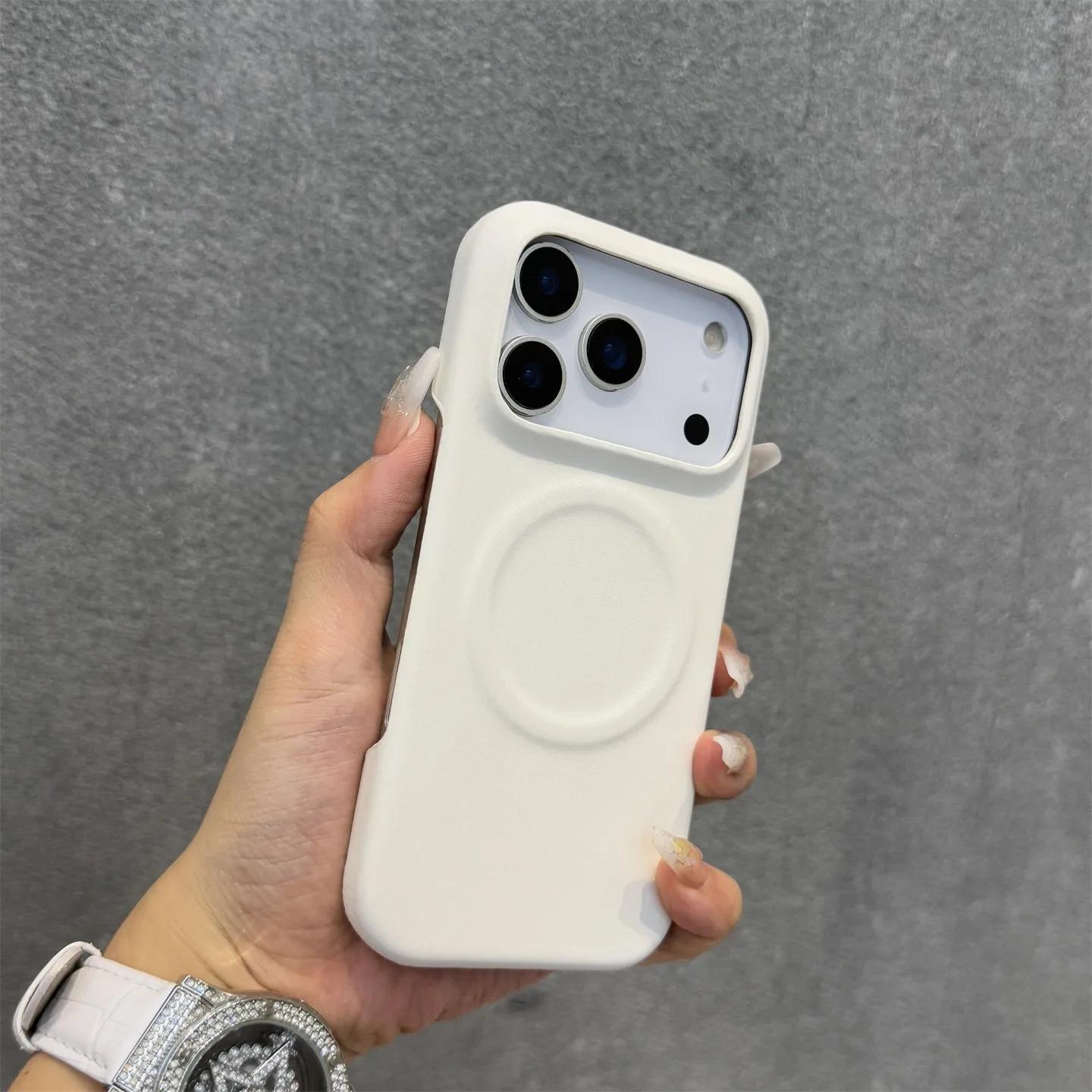 Luxury Sheepskin Feel Leather Magnetic Case For iPhone 17 Pro Max 13 12 14 15 Plus 16 Pro Max 17 Air For Magsafe Matte Cover