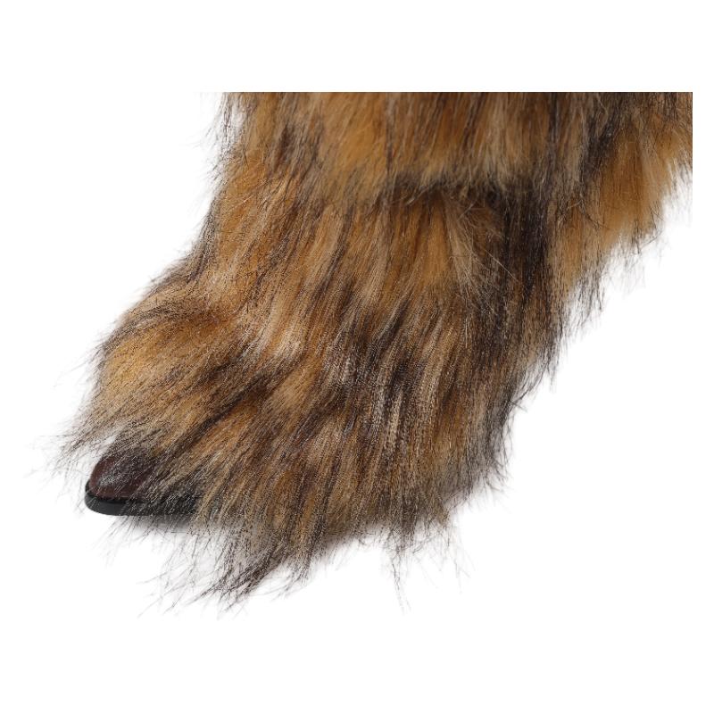 Women's Warm Winter Snow Stilettos Boots Mid-Calf Pointed Toe Furry High Heeled Christmas Holiday Boots Brown Fashionable Walking Shoe