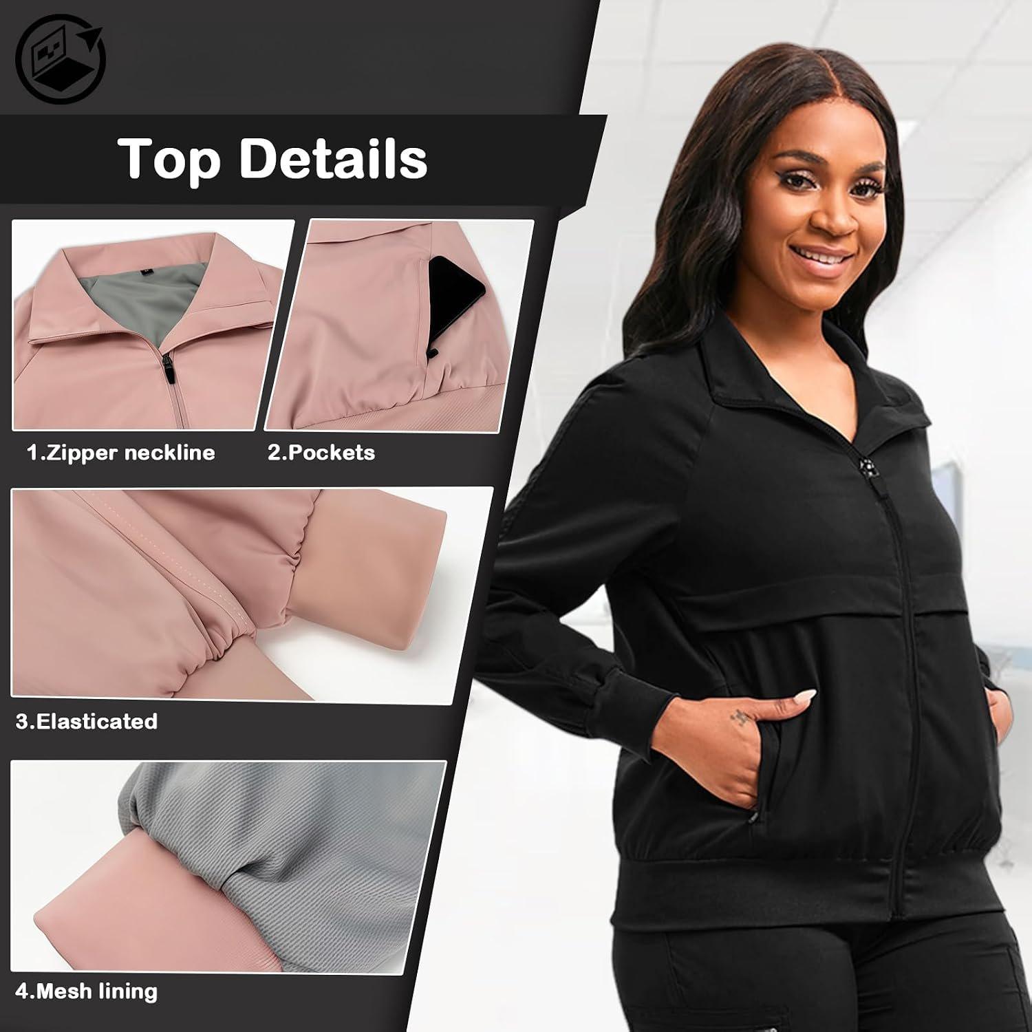 Scrub Jackets long Sleeve Scrub Jackets Soft stretch nurse jacket with side pockets for Unisex Workwear Scrub Jackets long Sleeve Scrub Jackets Soft stretch nurse jacket with side pockets for Unisex Workwear