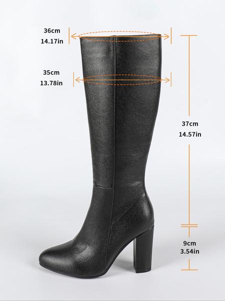 Women's High Heel Knee-High Boots, Elegant Boots, PU Leather Zipper Pointed Toe, Fall & Winter Fashion, Comfortable and Stylish, Perfect for Casual Wear