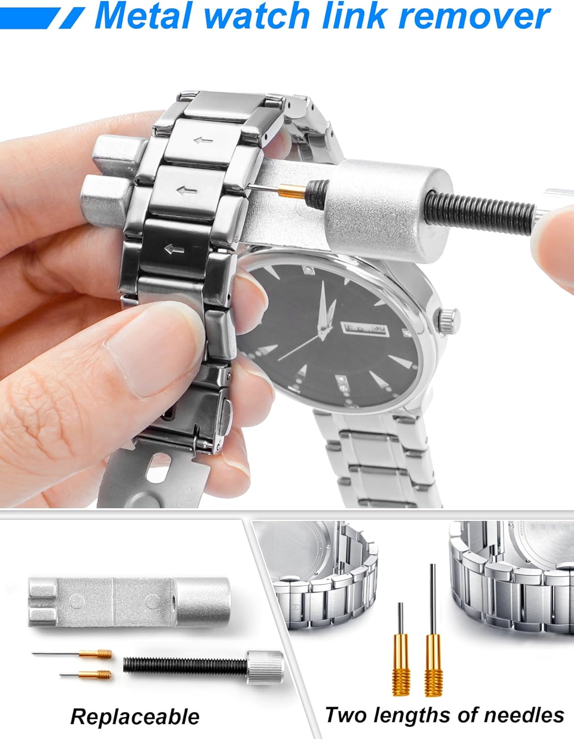 JOREST Watch Repair Tool Kit for Battery Replacement, Strap Adjustment Resizing, Watch Link Pin Remover, Watch Opening, Pry Knife Case Opener for Watch Back Removal, with Watch Hammer, Spring Bars