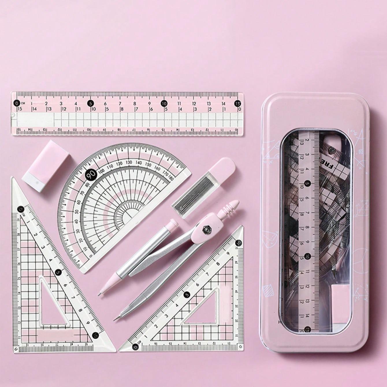 Ruler and Compass Set with Measuring Tool, Office, Teaching, Student Gift, Triangle Ruler Kit, Drawing Tools, Measurement Instruments